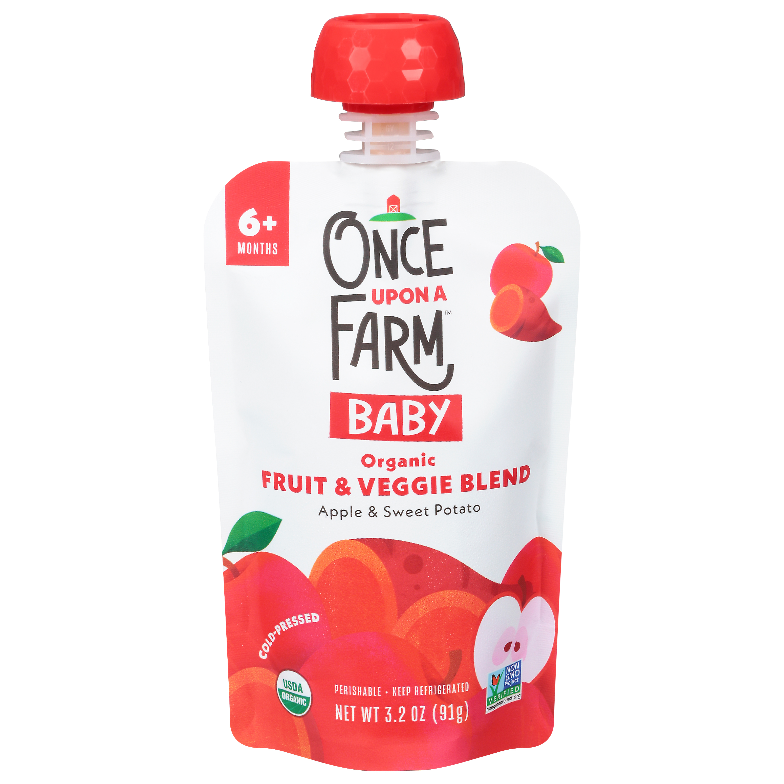 Once Upon a Farm 6+ Months Organic Baby Apple & Sweet Potato Fruit & Veggie Blend