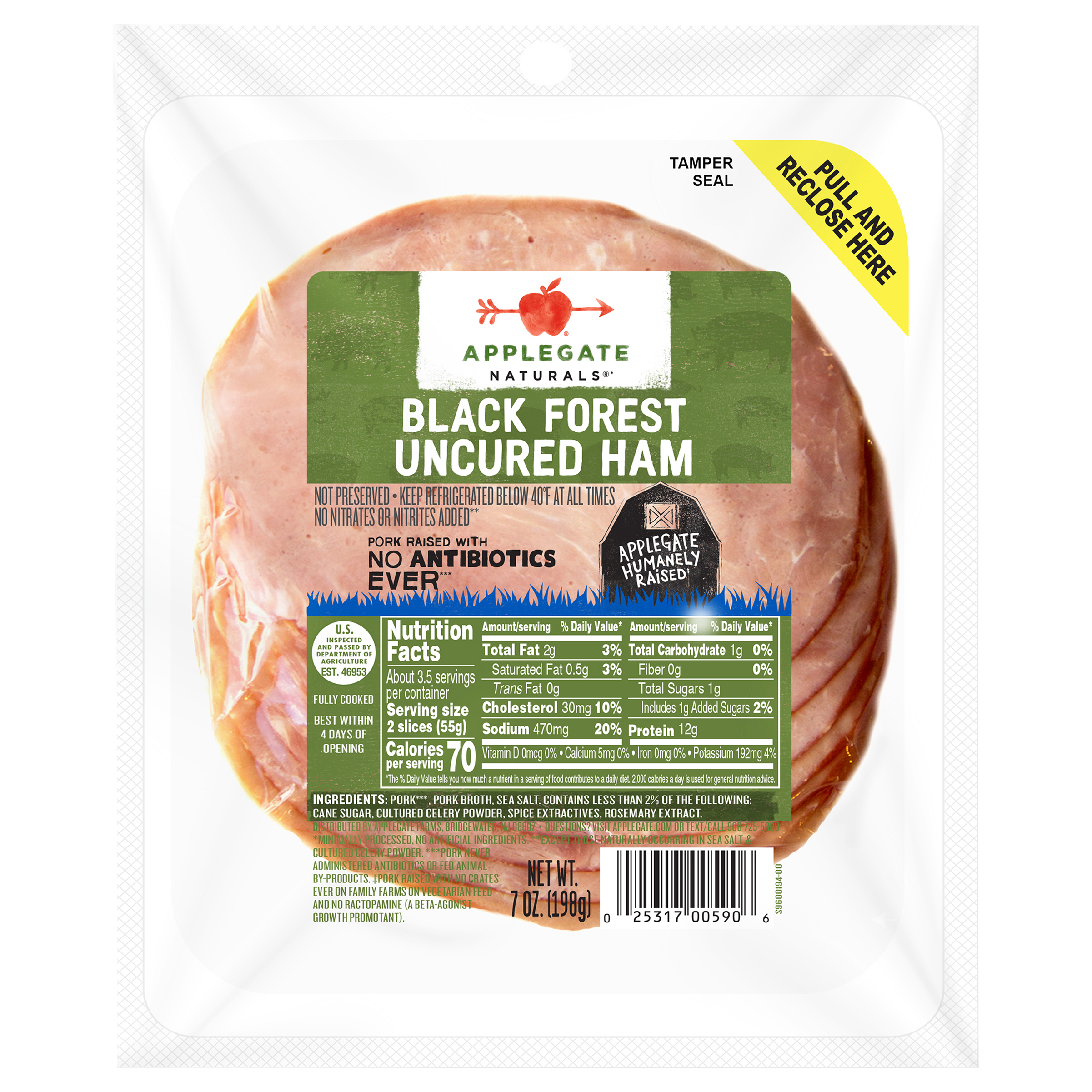 Applegate Natural Black Forest Uncured Ham Sliced,