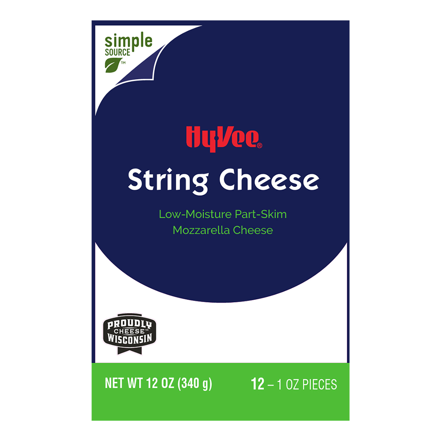 HyVee LowMoisture PartSkim Mozzarella String Cheese 12 oz
