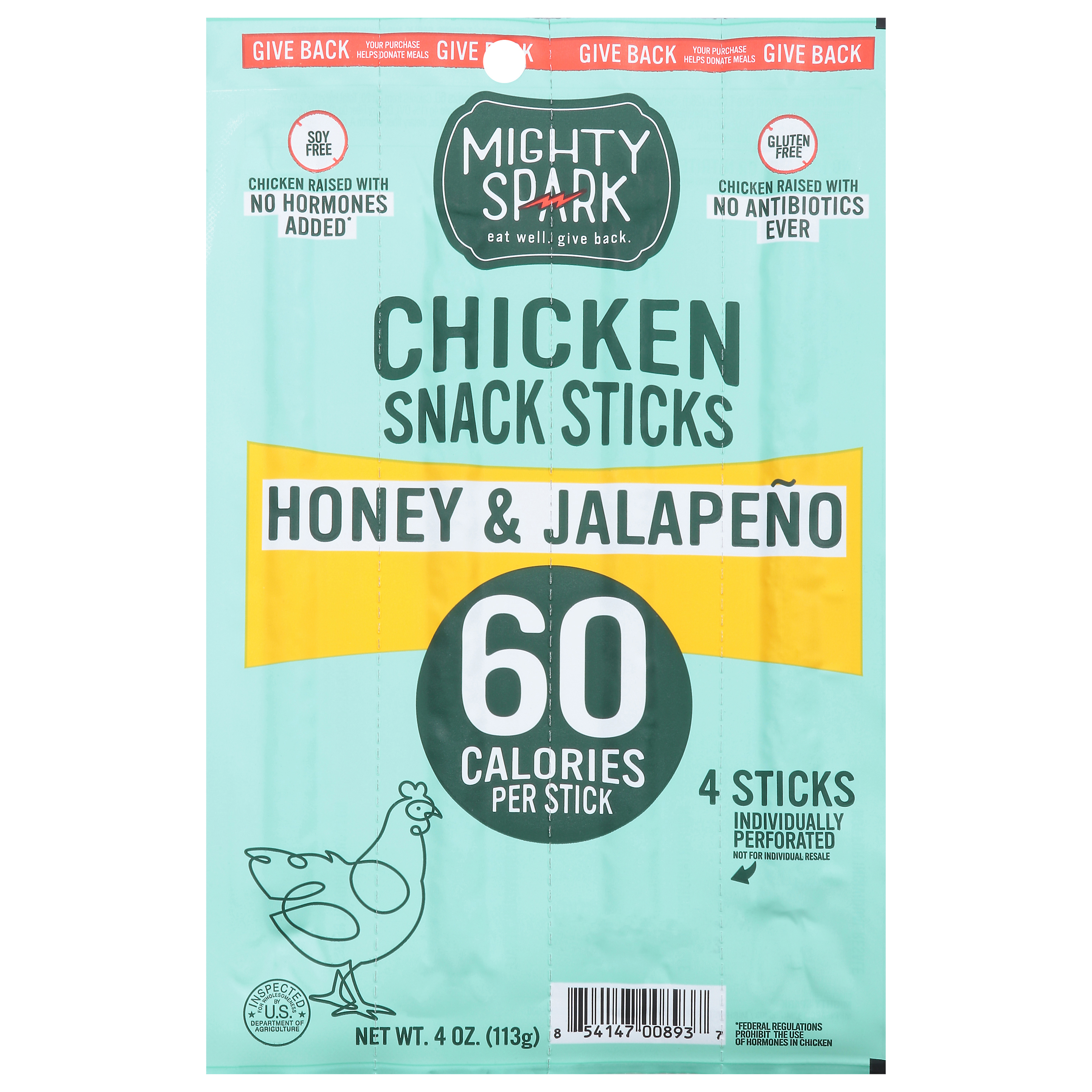 Mighty Spark Honey & Jalapeno Chicken Snack Sticks