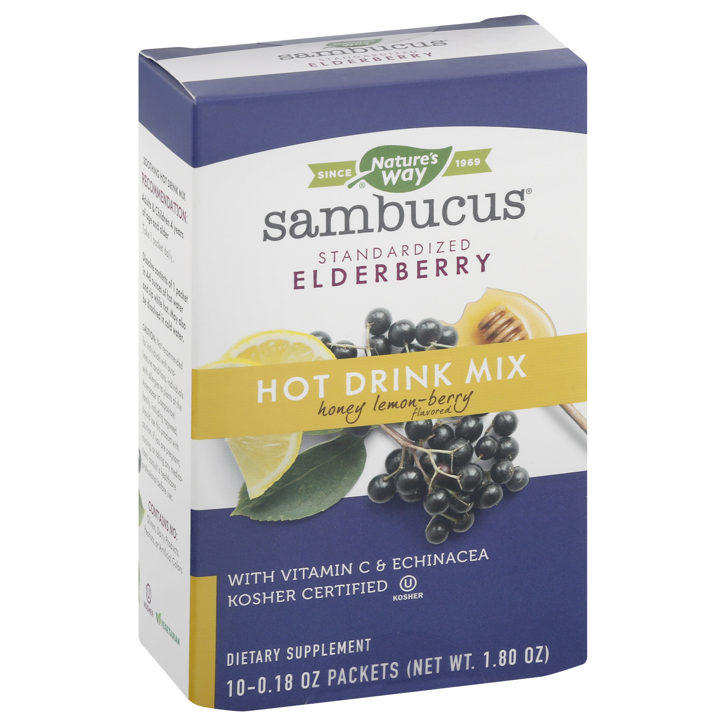 Nature's Way Sambucus Honey Lemon-Berry Flavored Hot Drink Mix