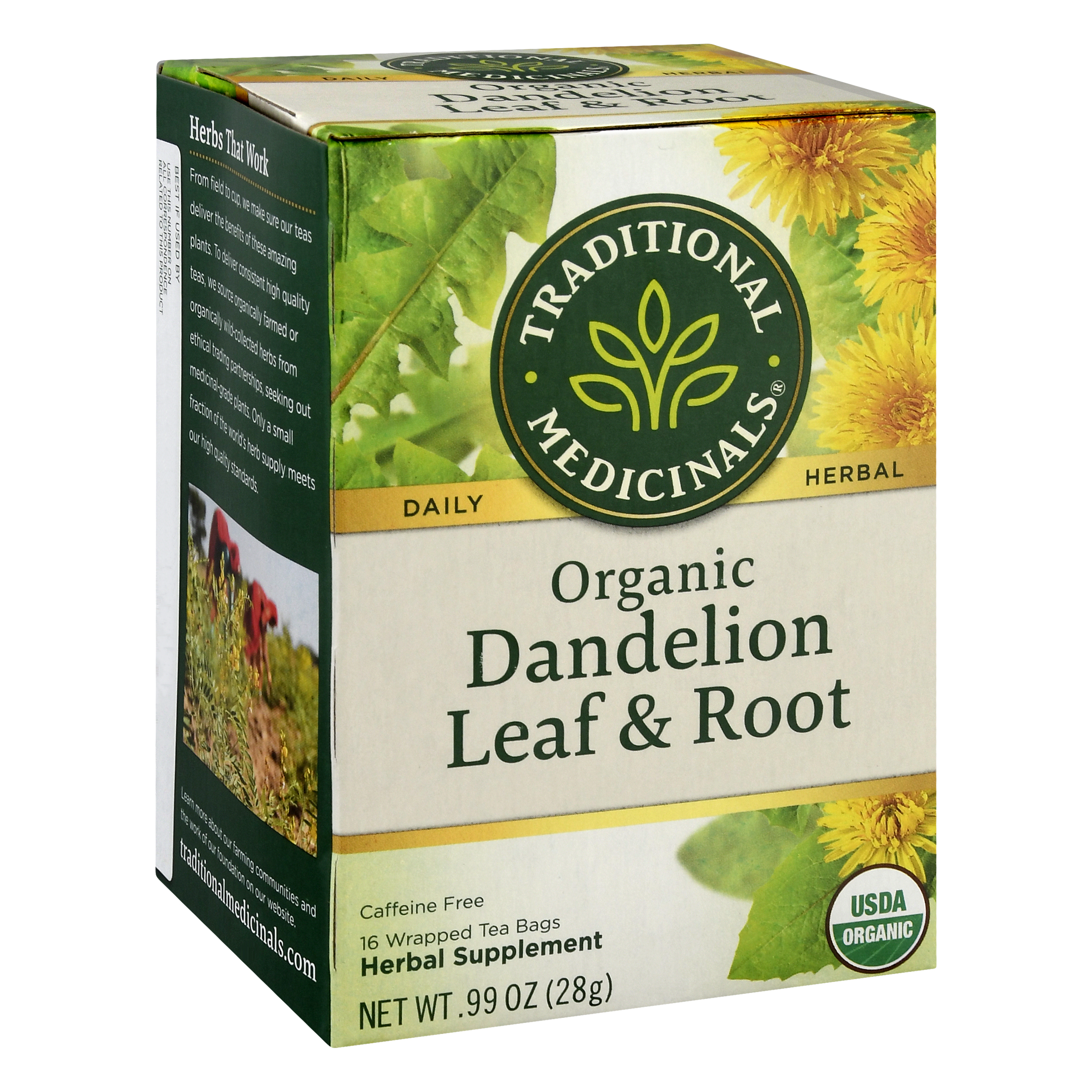 Traditional Medicinals Organic Tea Bags Dandelion Leaf & Root Herbal Supplement