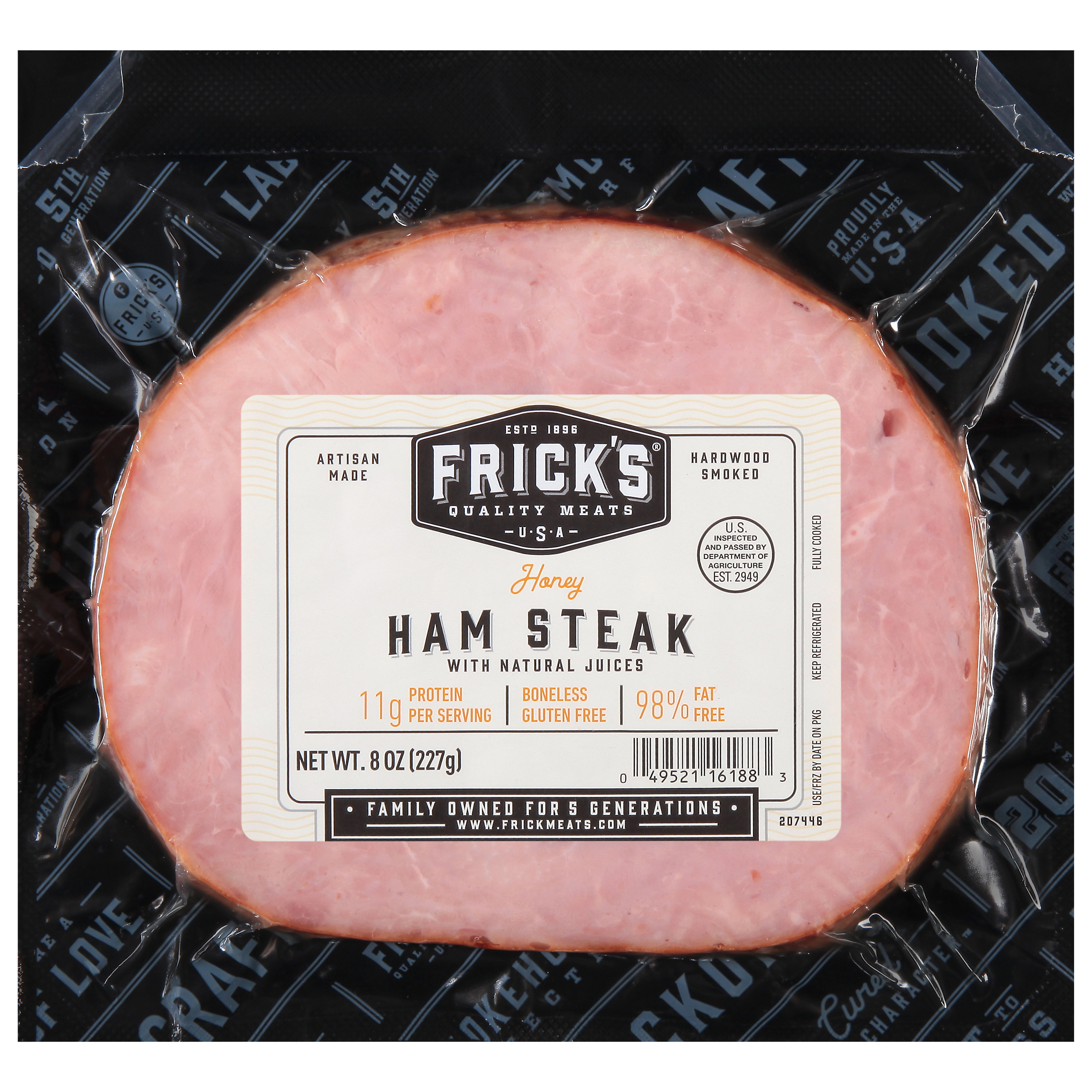 Frick's Ham Steak, with Natural Juices, Honey, 8 Ounce