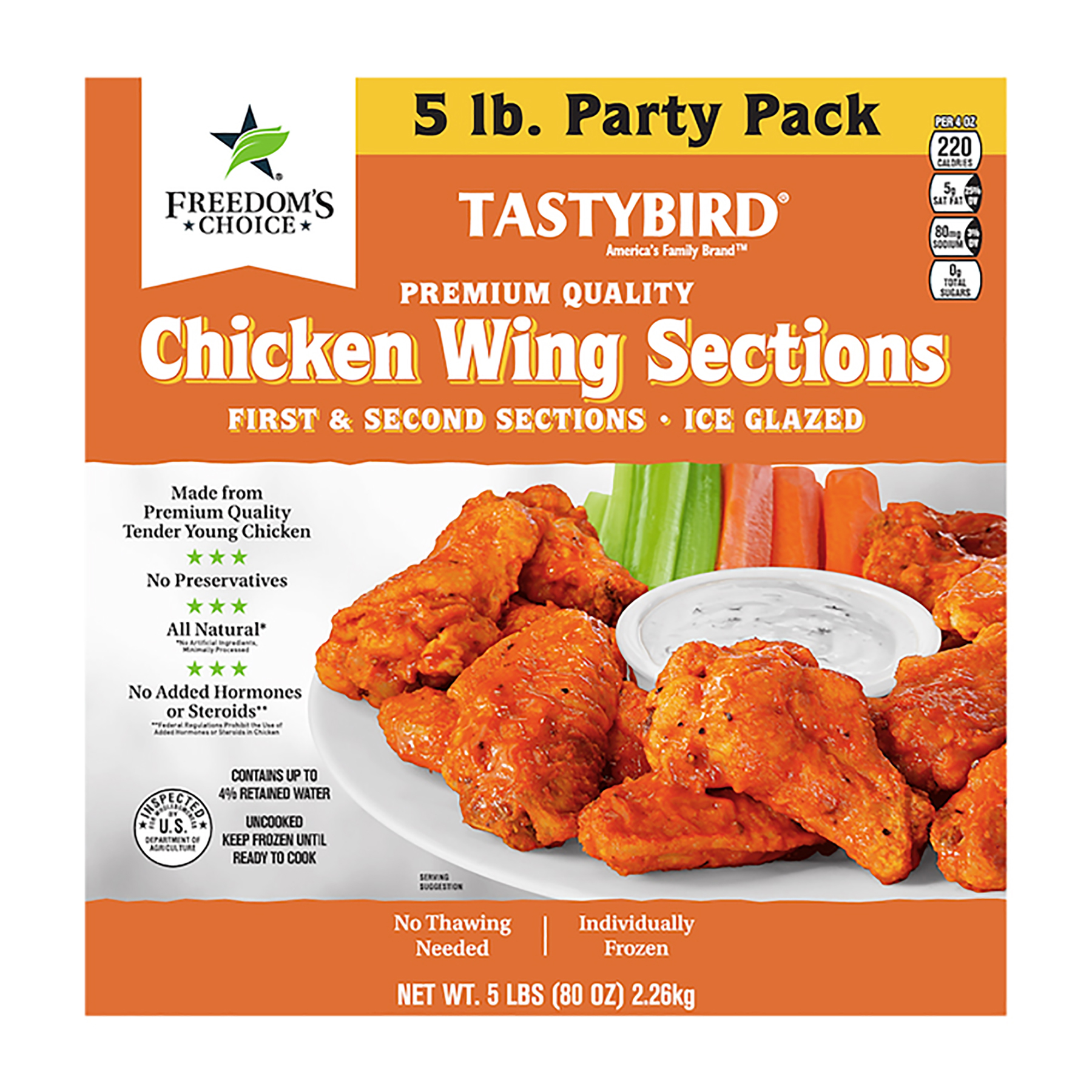 Freedom's Choice Party Pack Ice Glazed Chicken Wing Sections 5 lb
