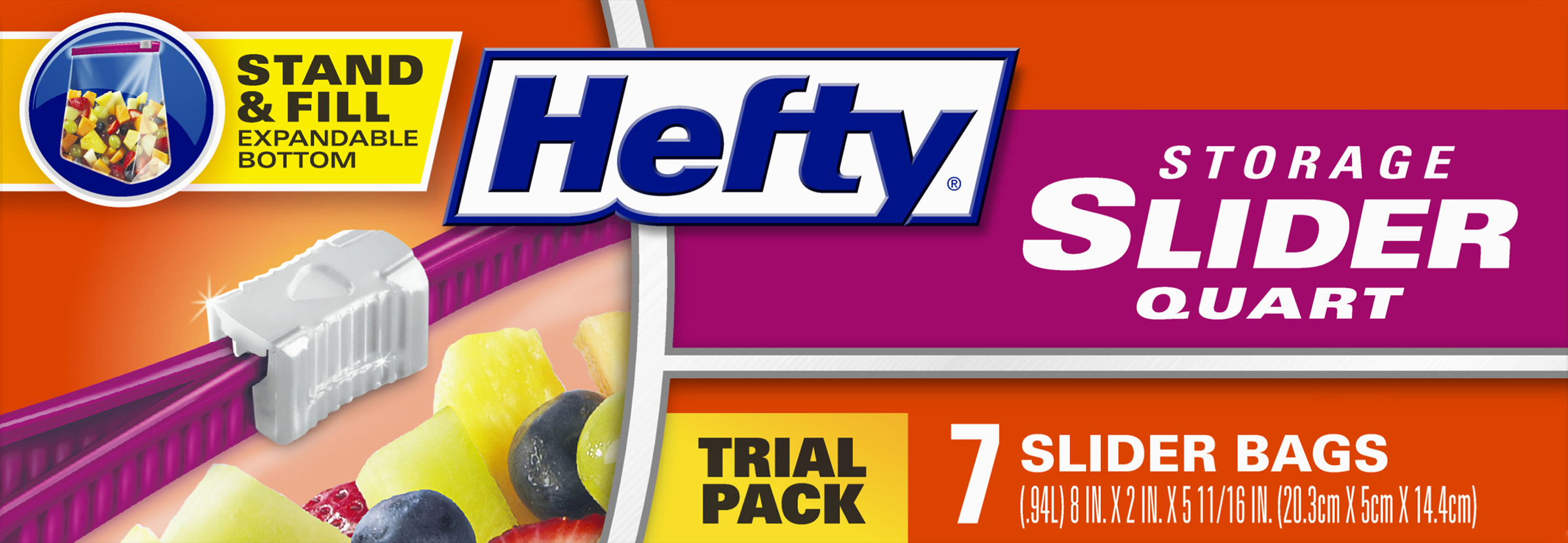 Hefty Trial Pack Quart Slider Storage Bags 7 ea