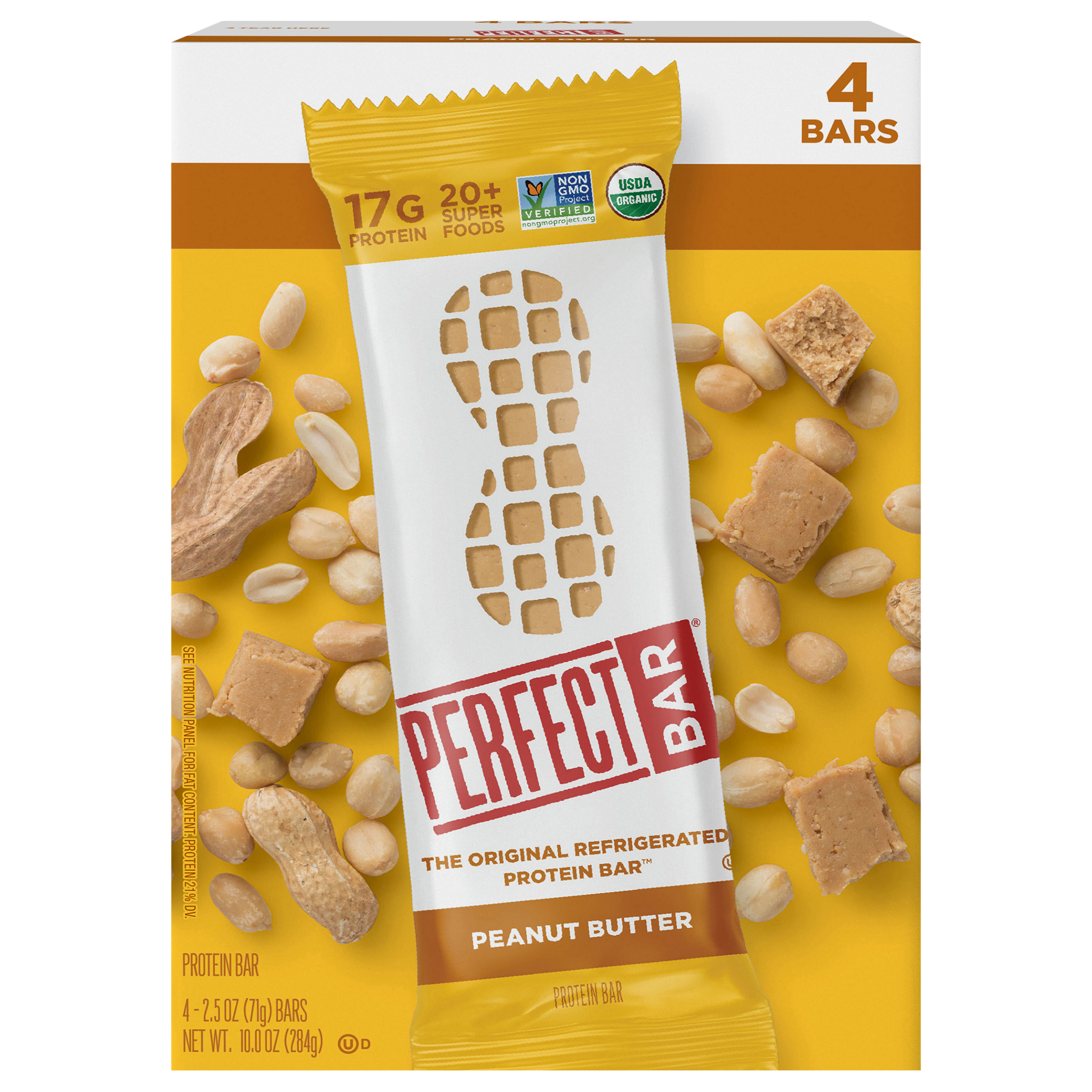 Perfect Bar Gluten-Free Peanut Butter Refrigerated Protein Bar, Organic, 4 count,