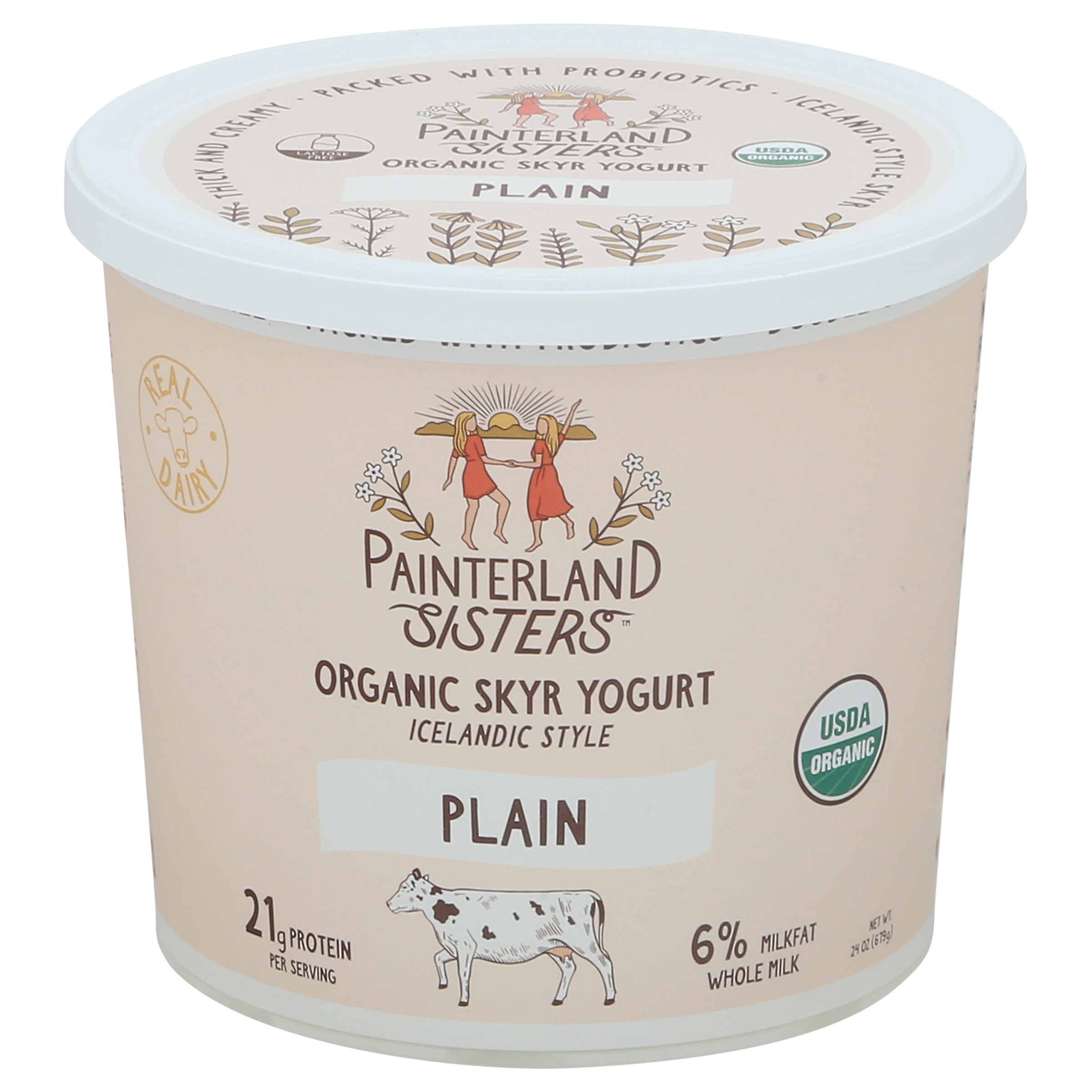 Painterland Sisters Organic 6% Milkfat Whole Milk Icelandic Style Plain Skyr Yogurt