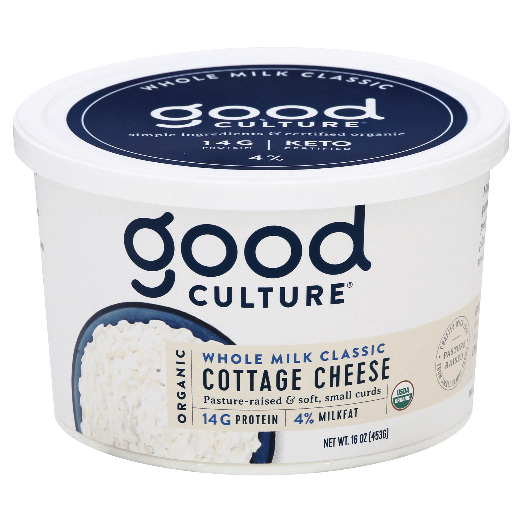 Good Culture Organic Small Curd 4% Milkfat Whole Milk Classic Cottage Cheese