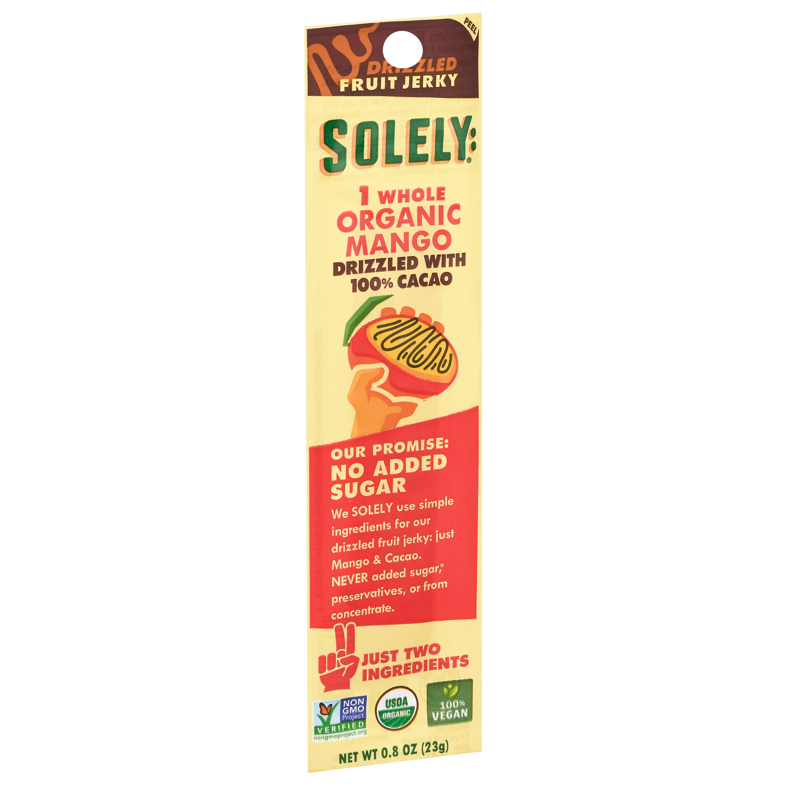 Solely Drizzled Mango, Drizzled with 100% Cacao Fruit Jerky