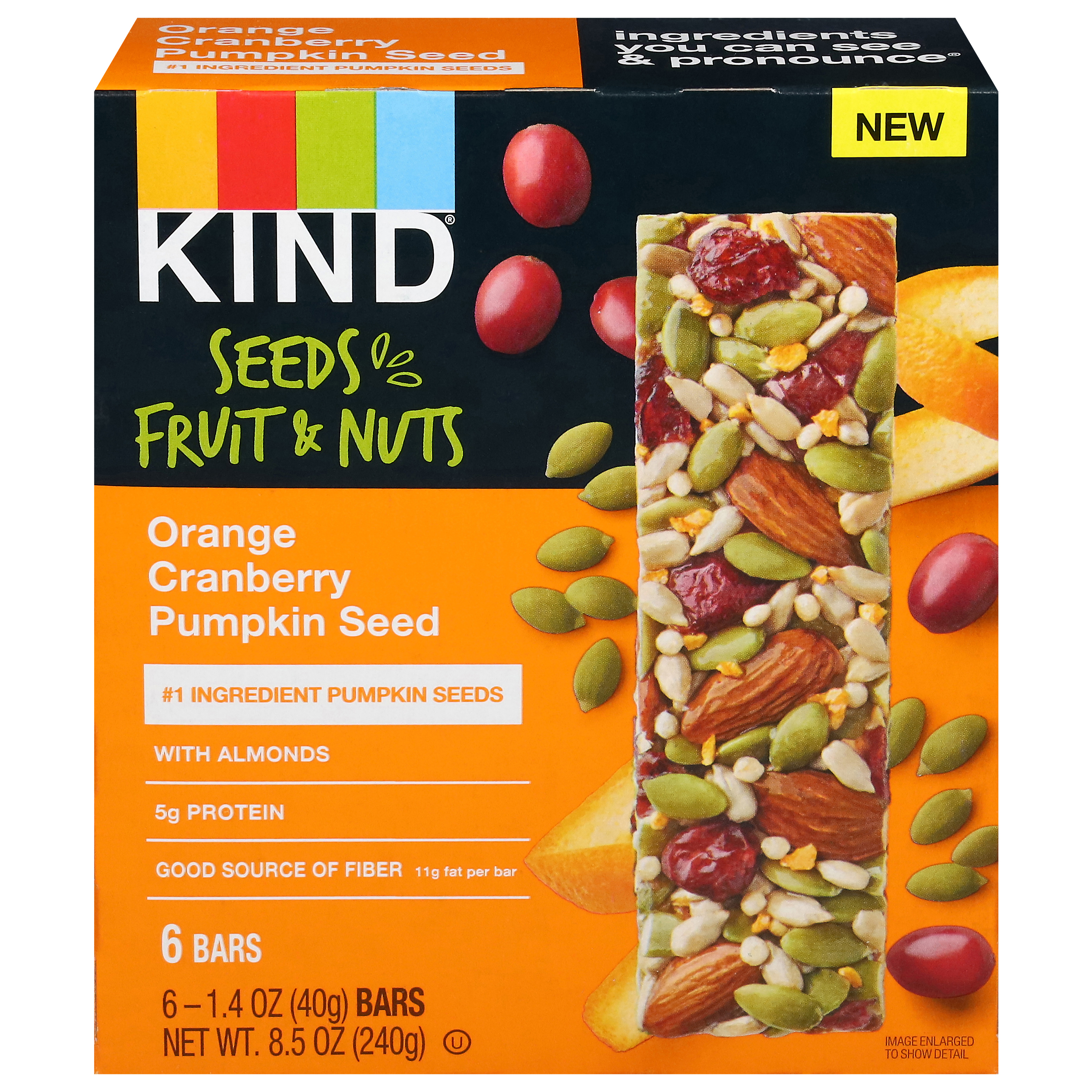 Kind Seeds Fruit & Nuts Orange Cranberry Pumpkin Seed Bars