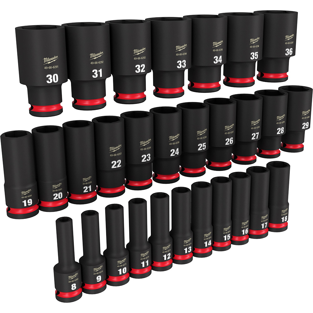 29PC SHOCKWAVE Impact Duty™ 1/2" Drive Metric Deep 6 Point Socket Set