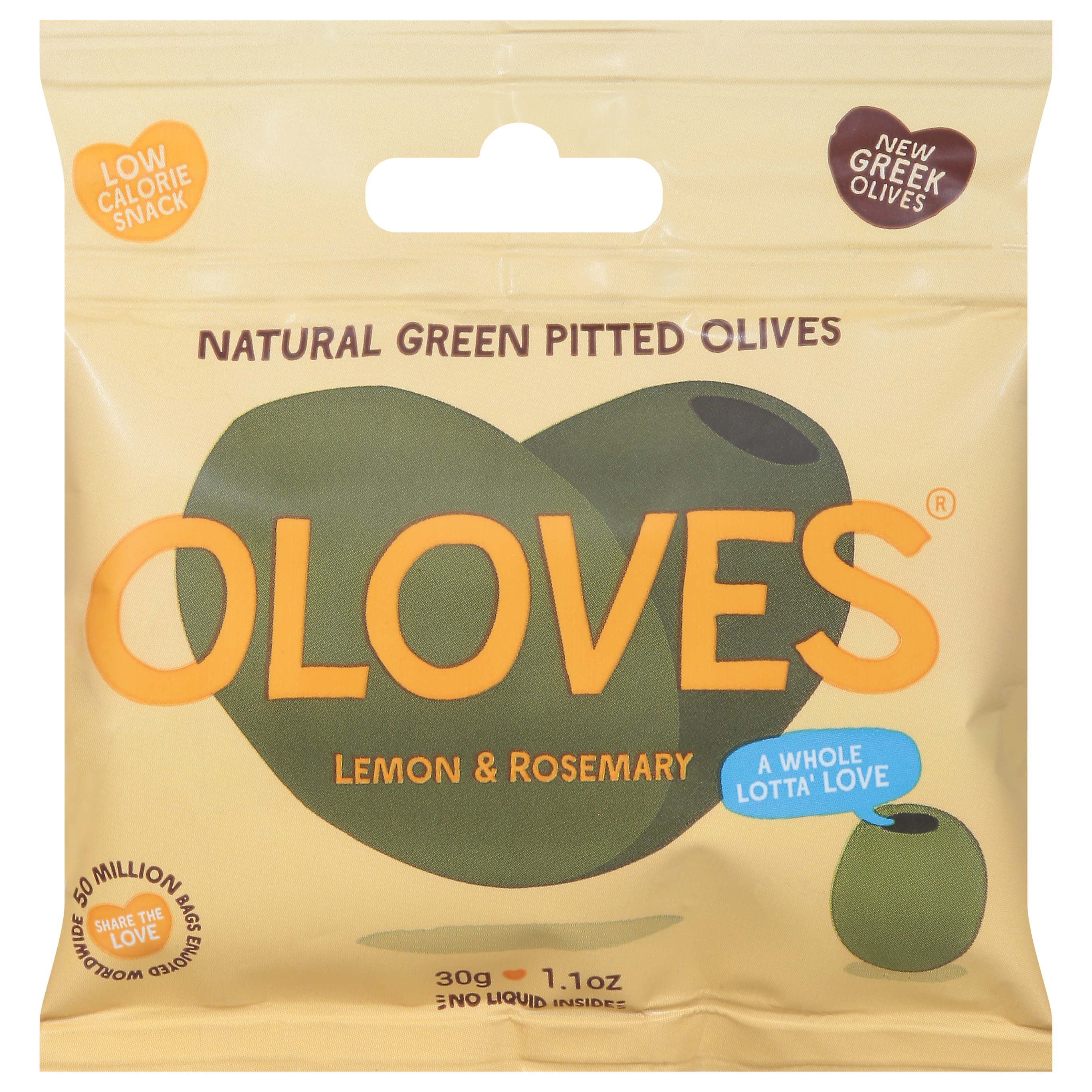 Oloves Natural Lemon & Rosemary Green Pitted Olives