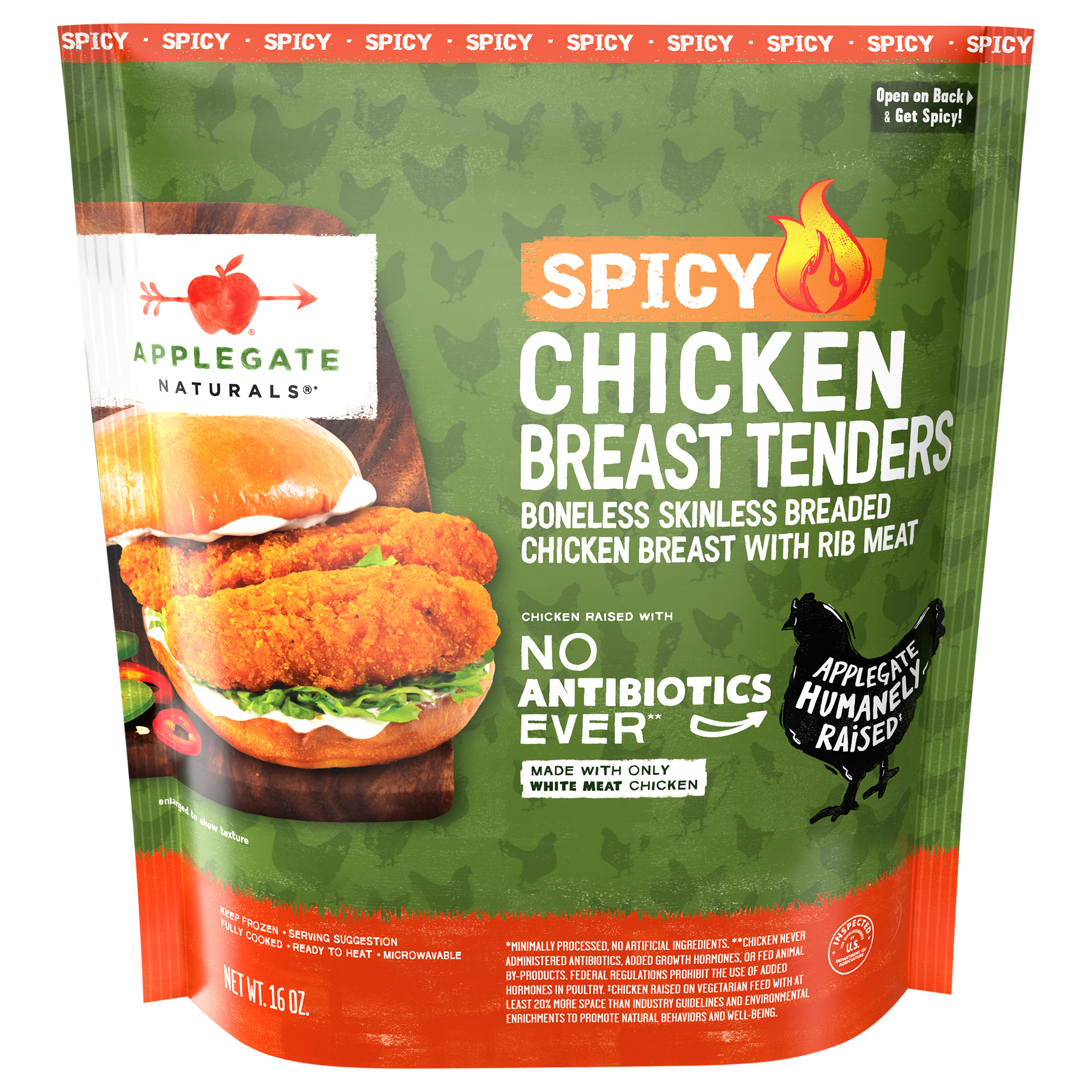 Applegate Natural Spicy Chicken Breast Tenders, 16oz (Frozen)