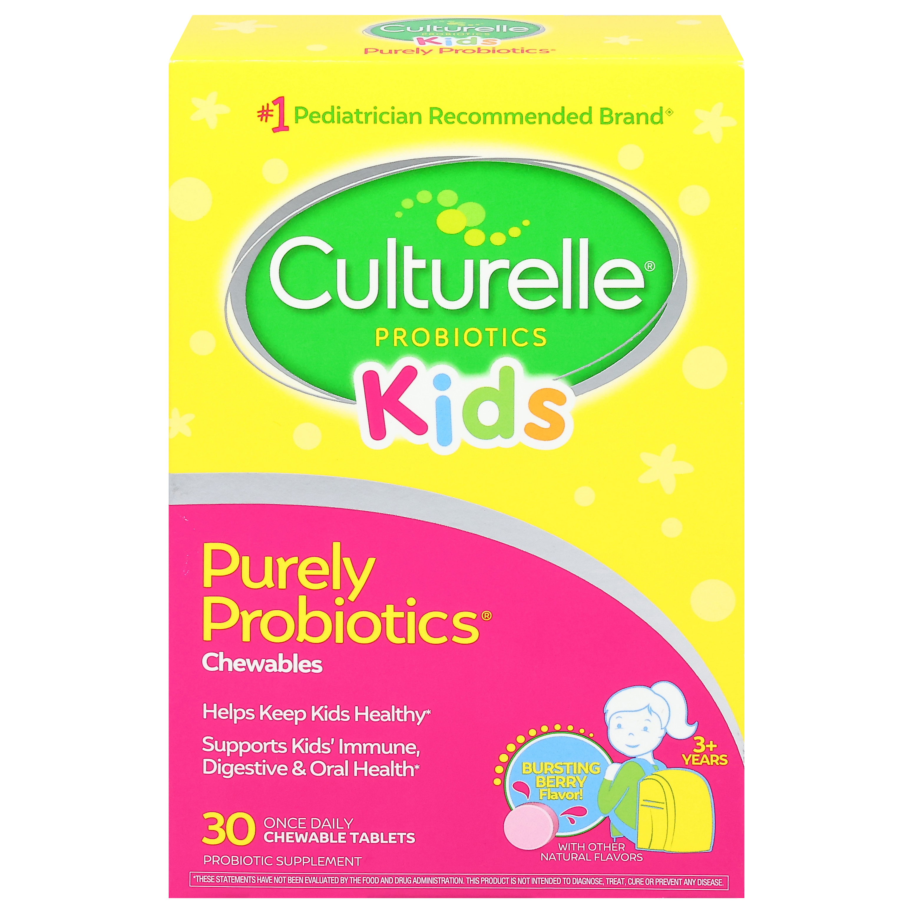 Culturelle Kids Burst Berry Flavor Purely Probiotics 30 Chewable Tablets