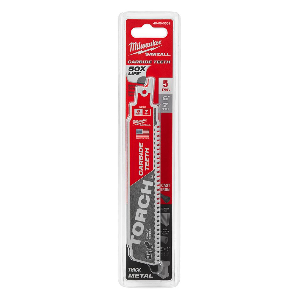 6" 8TPI THE TORCH™ Carbide Teeth Metal Cutting SAWZALL® Blade 5PK