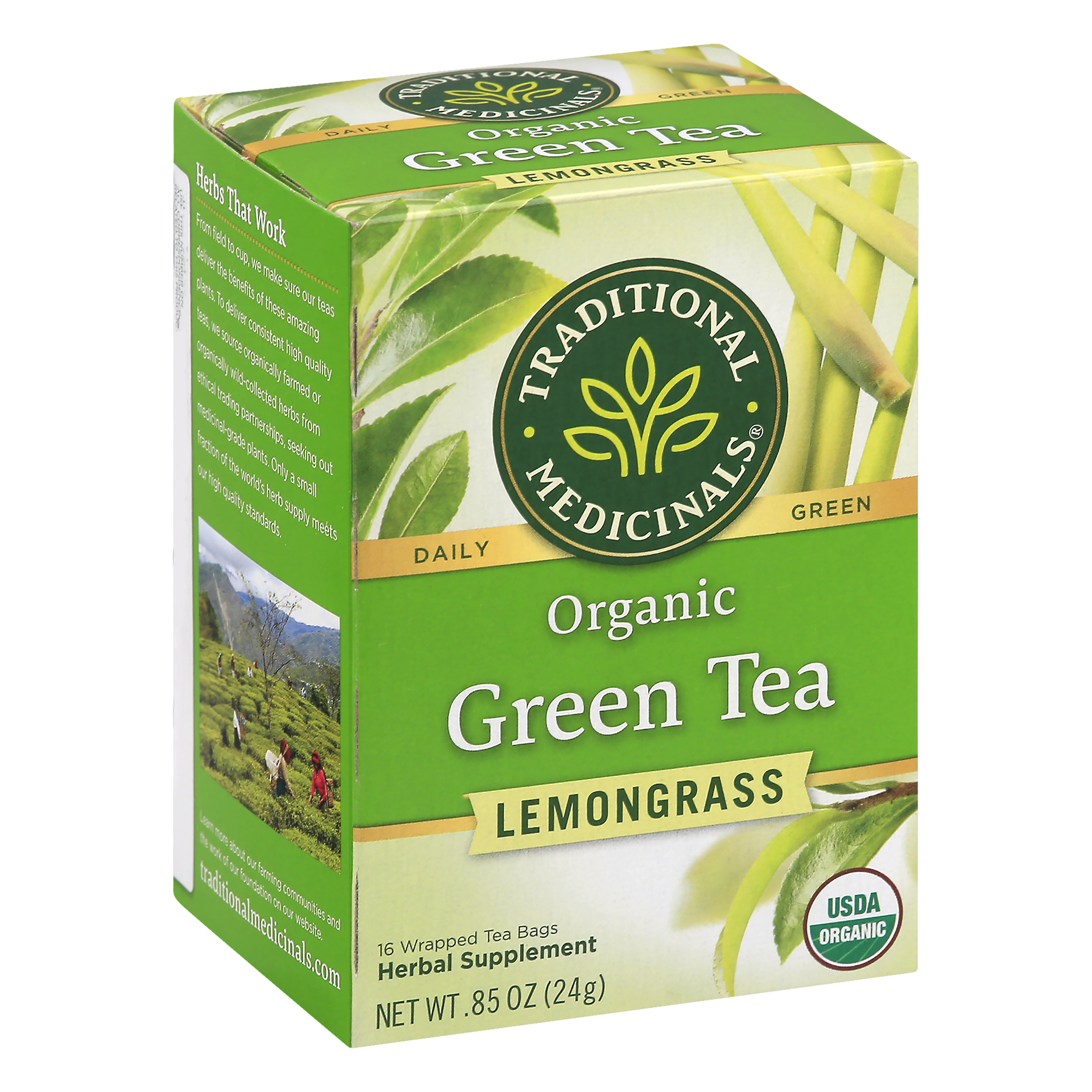 Traditional Medicinals Organic Tea Bags Lemongrass Green Tea Herbal Supplement