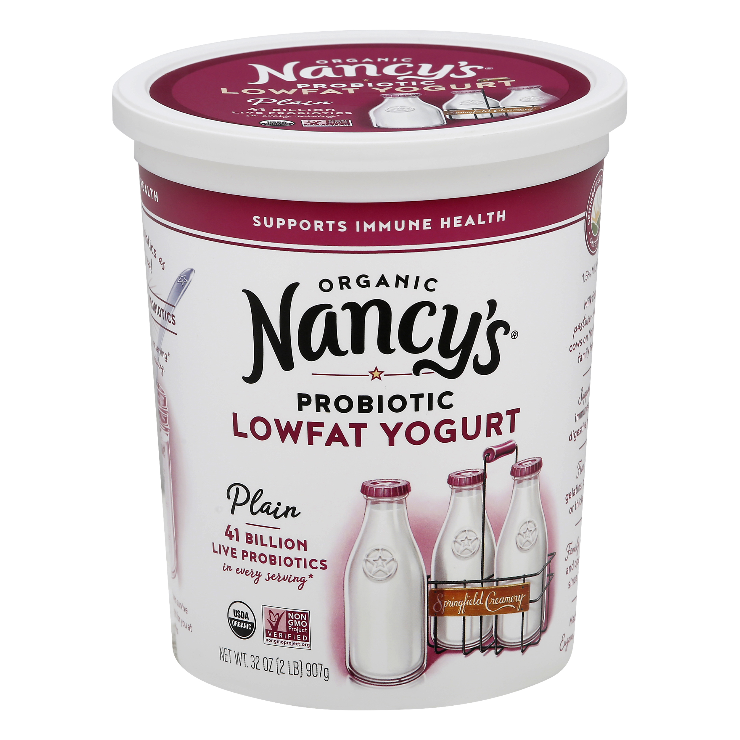 Nancys Organic Probiotic Lowfat Plain Yogurt