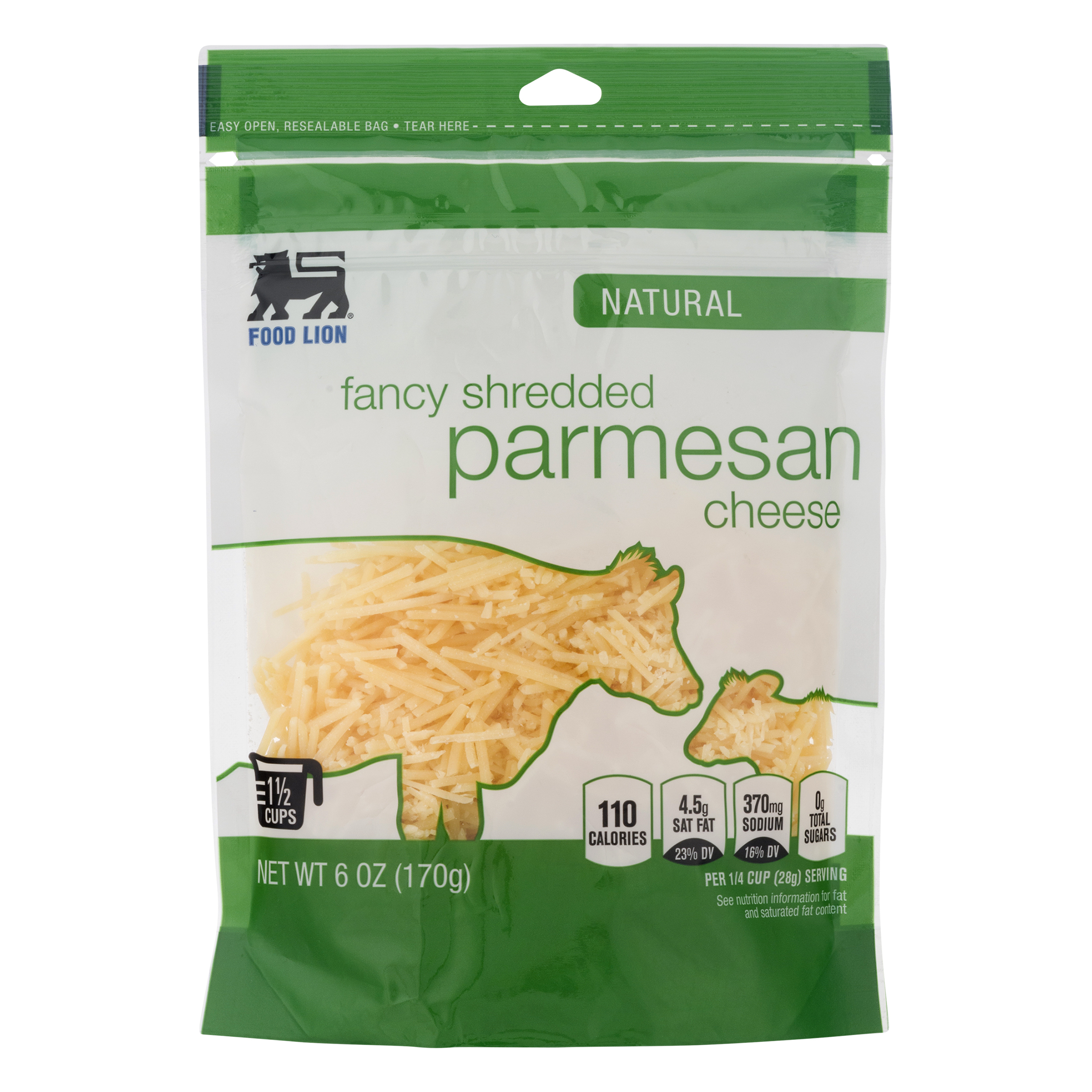 Food Lion Cheese, Natural, Fancy Shredded, Parmesan, Pouch