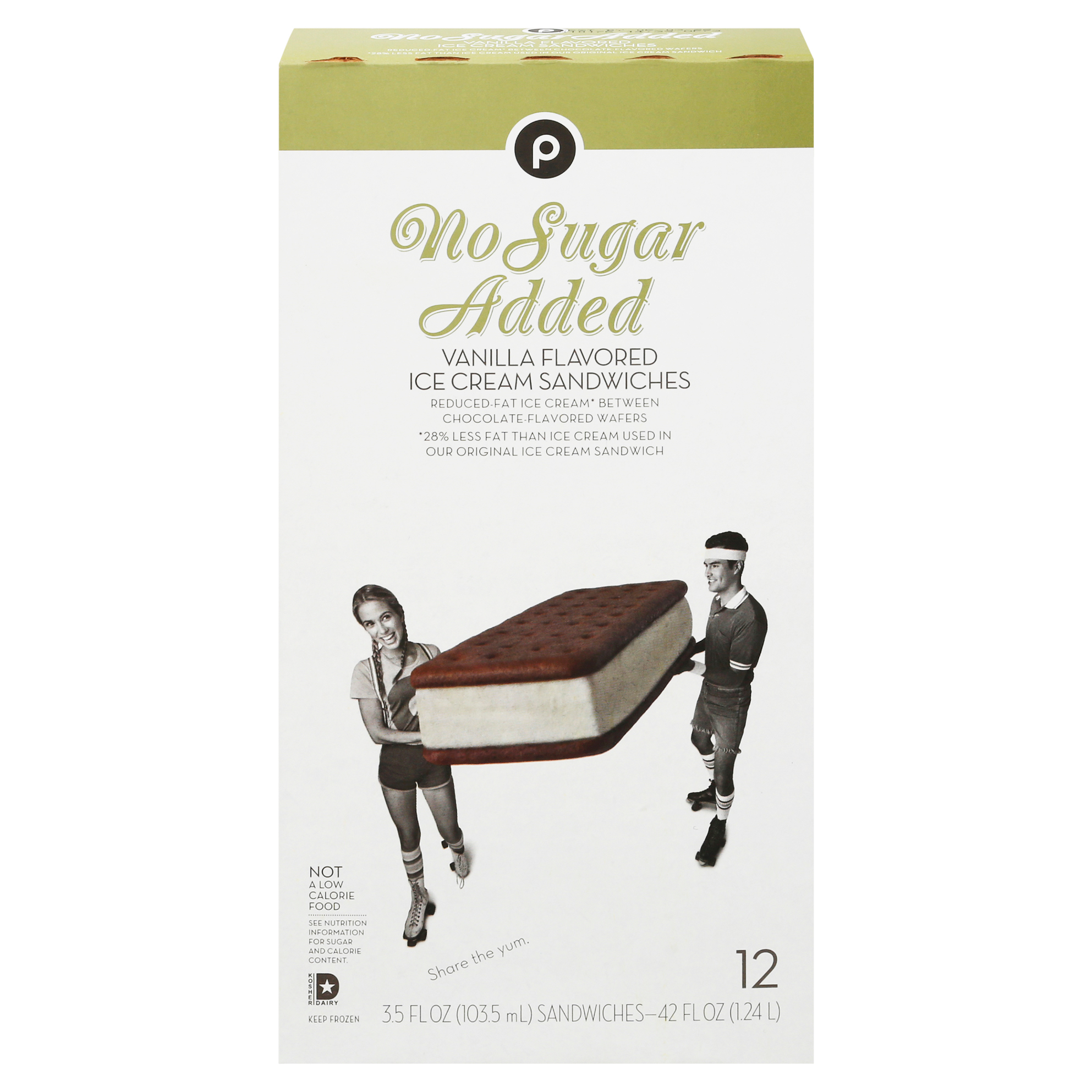 Publix No Sugar Added Vanilla Flavored Ice Cream Sandwiches 12 ea Box
