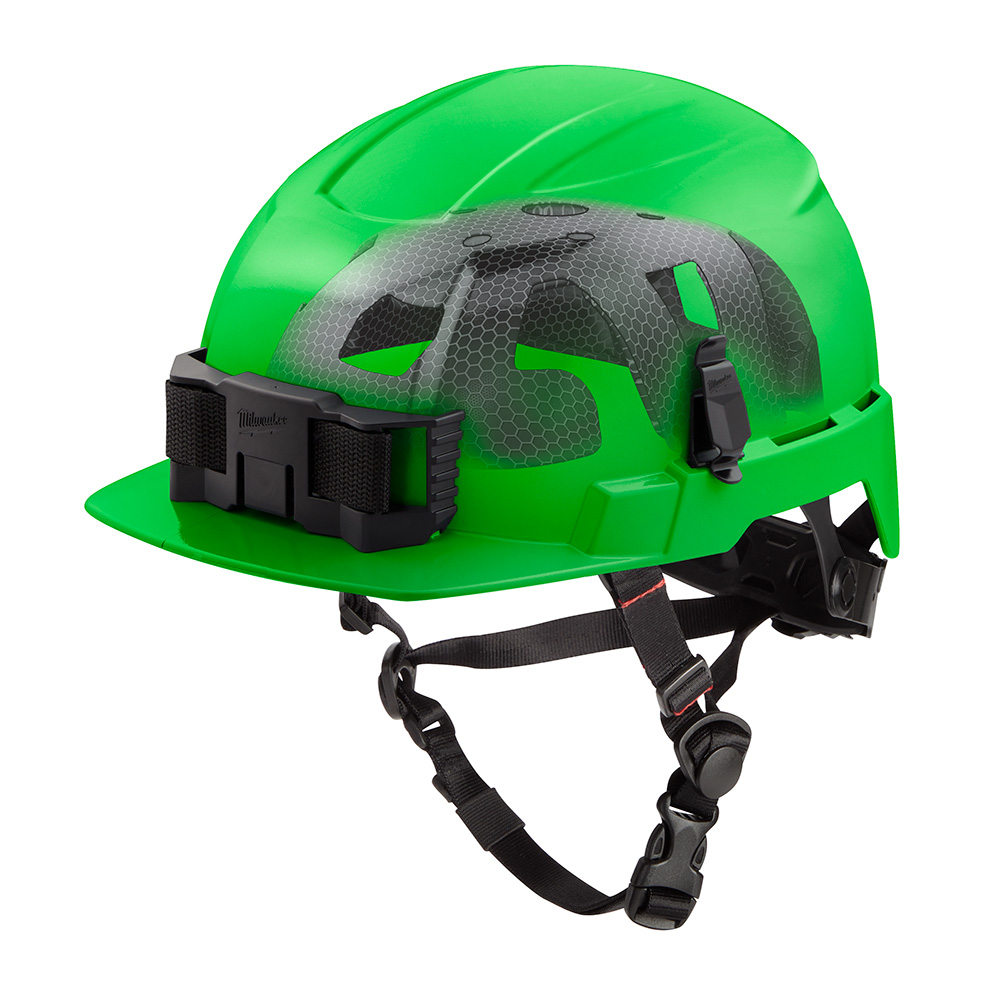 BOLT Green Front Brim Safety Helmet with IMPACT ARMOR Liner (USA) - Type 2, Class E
