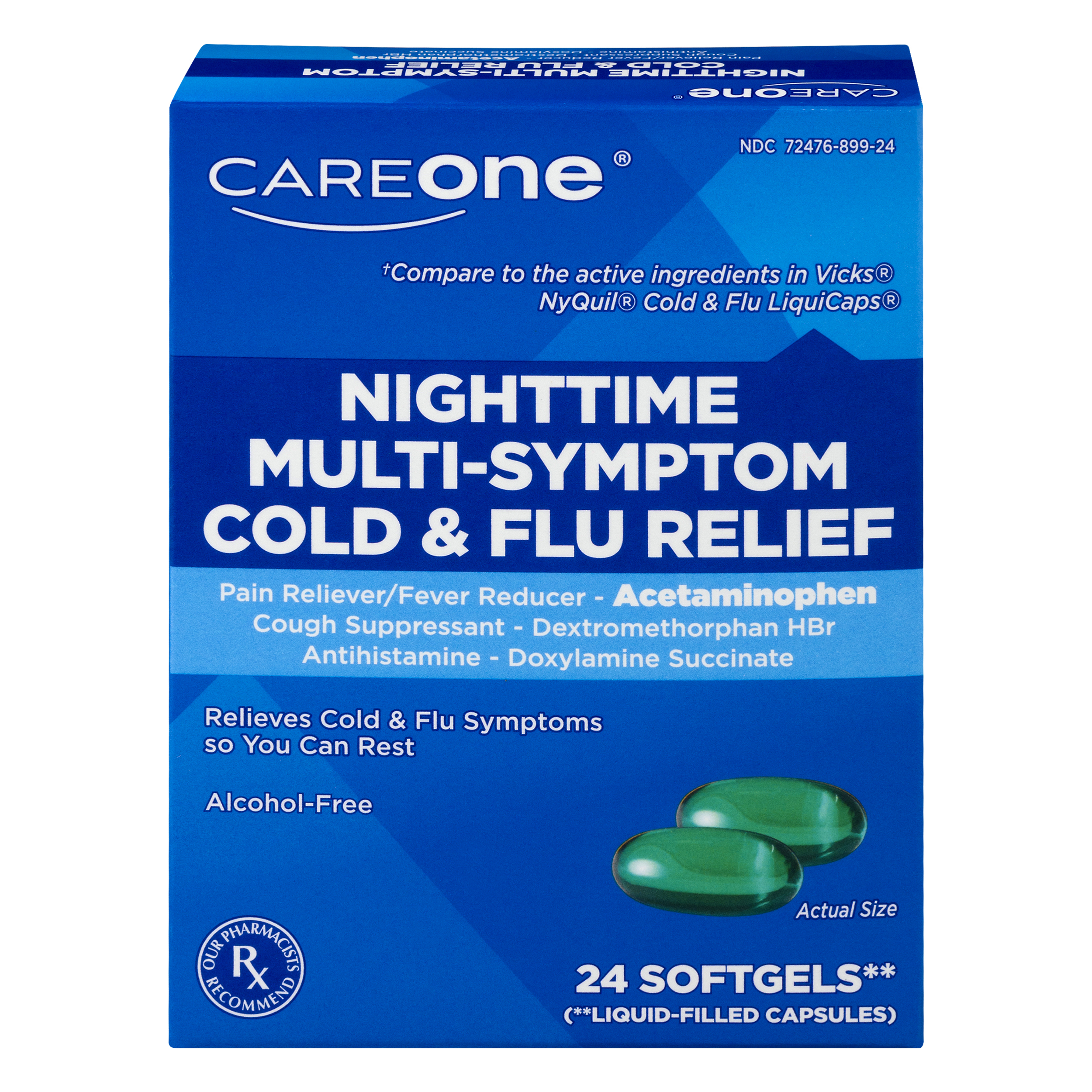 CareOne Nighttime MultiSymptom Cold & Flu Relief 24 ea Box