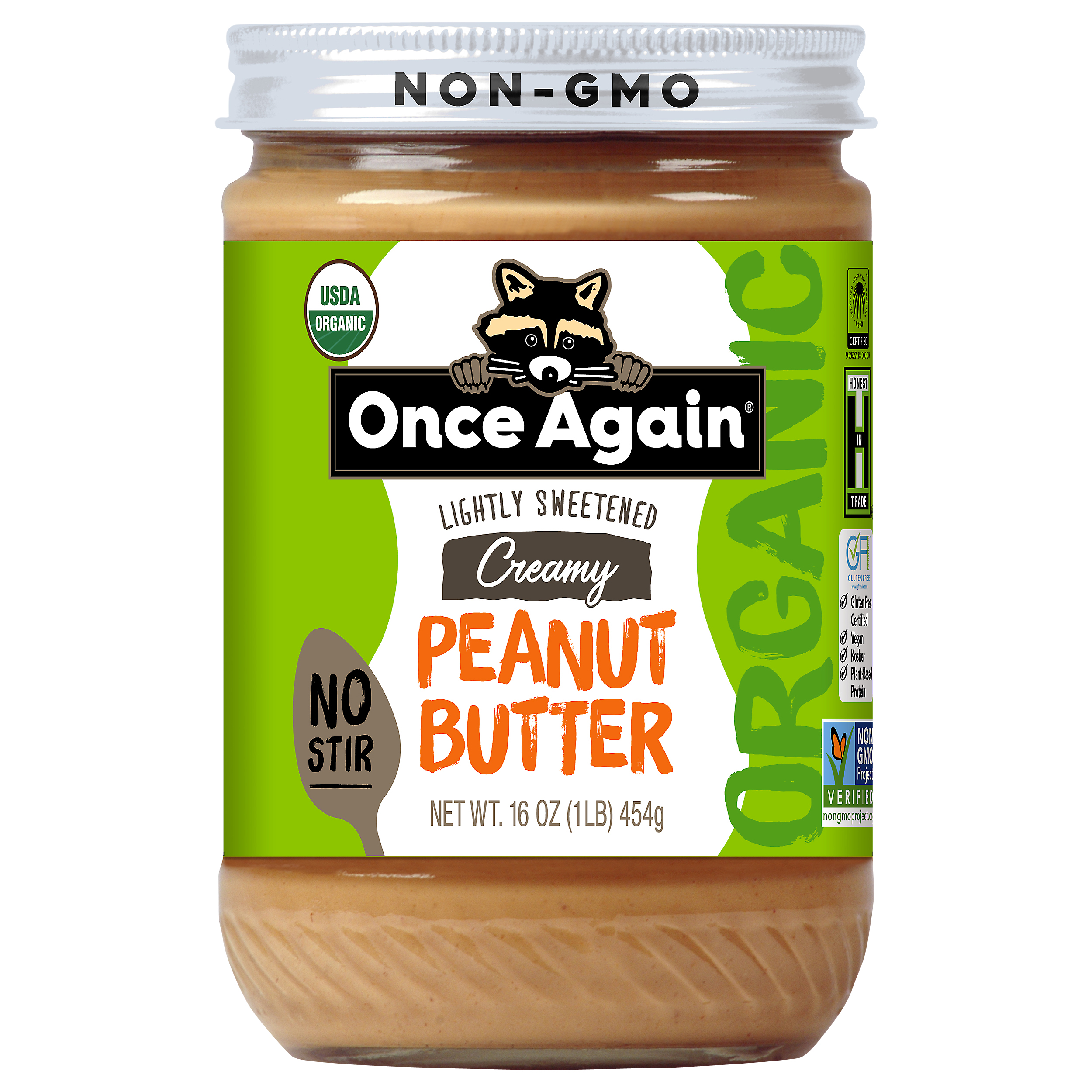 Once Again Organic Lightly Sweetened Creamy Peanut Butter