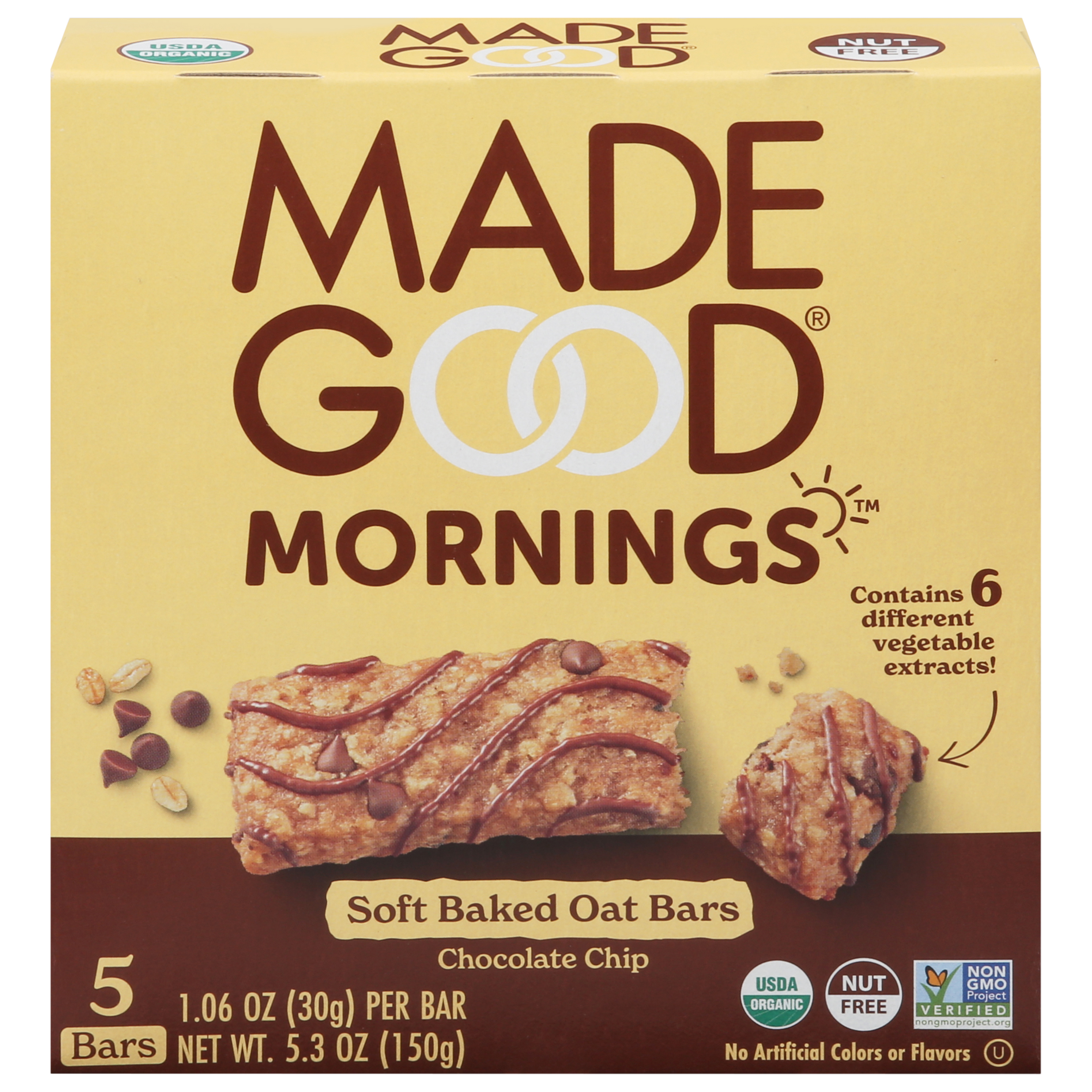 MadeGood Soft Baked Chocolate Chip Oat Bars