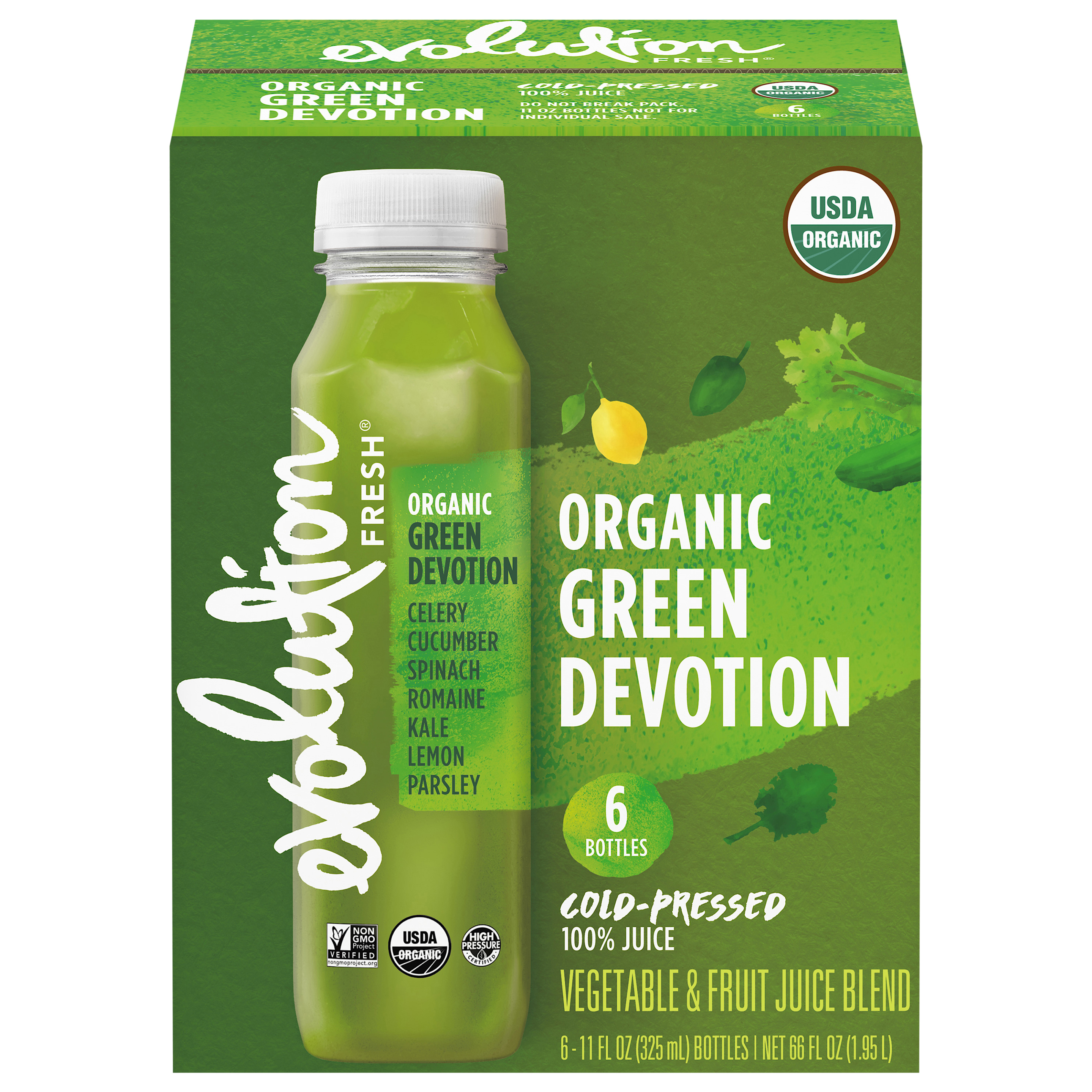 Evolution Fresh® Organic Green Devotion Cold-Pressed Vegetable & Fruit Juice Blend 11 oz. 6 pk.