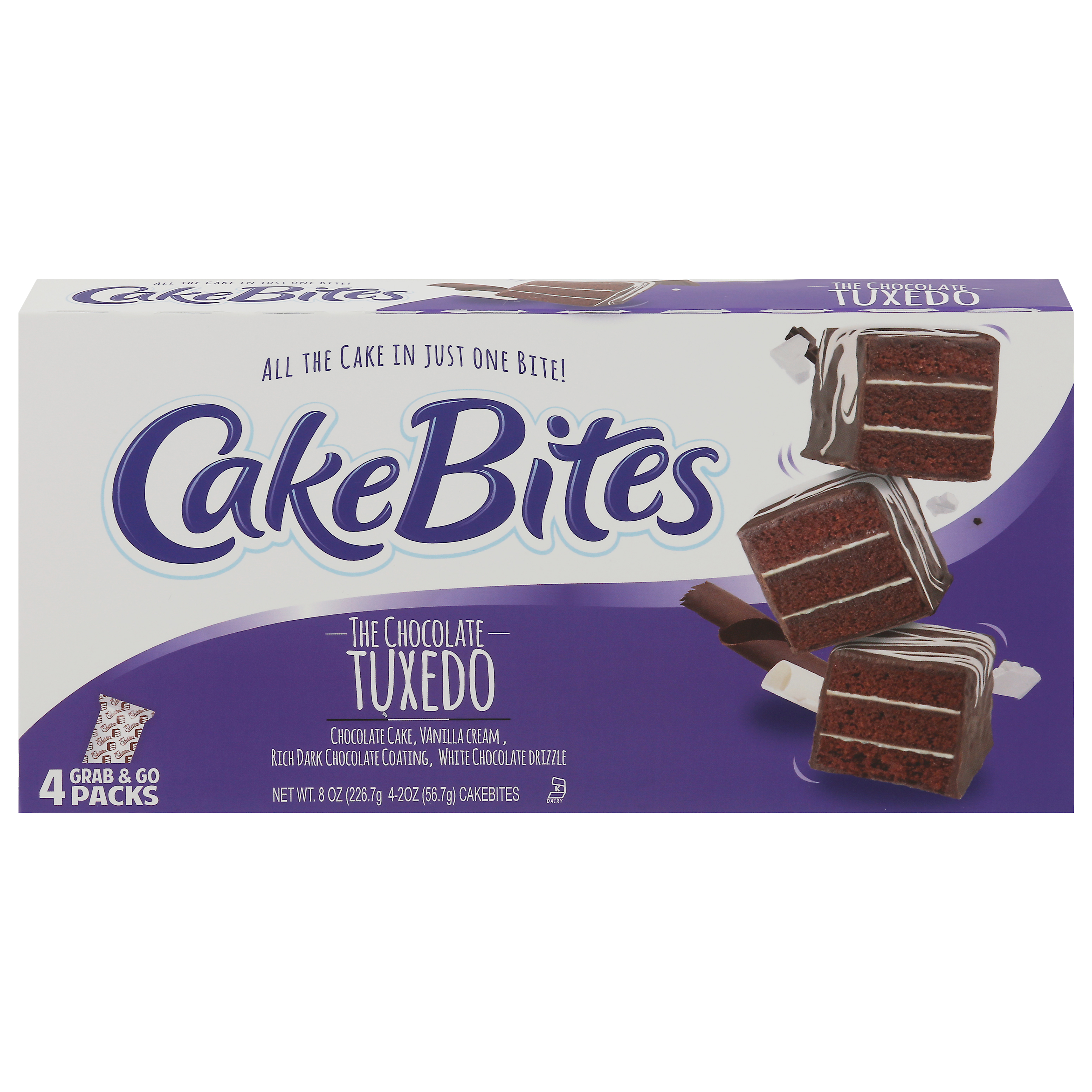 Cakebites The Chocolate Tuxedo Grab & Go Packs 4 - 2 oz Packs