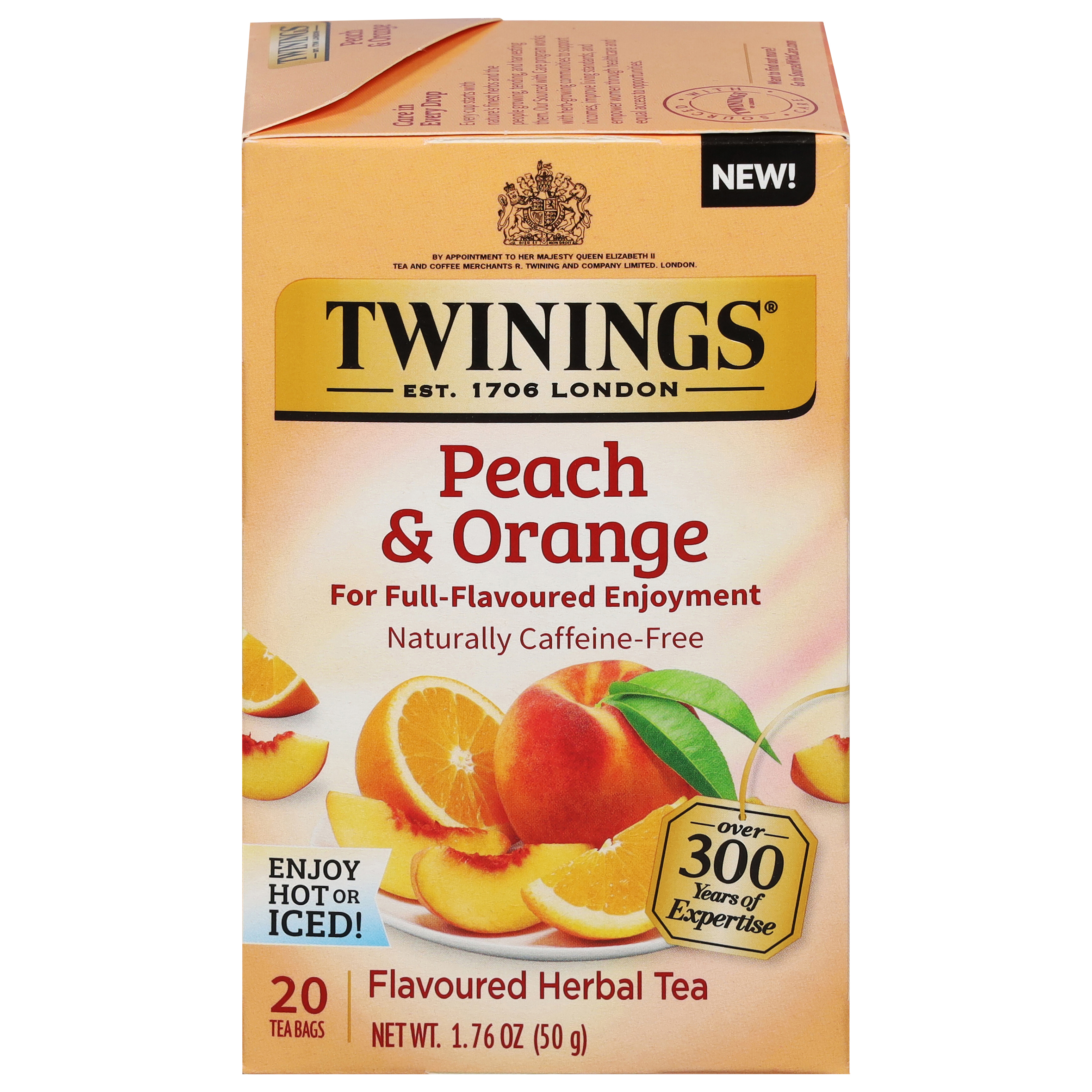 Twinings Tea Bags Flavoured Peach & Orange Herbal Tea 20 Bags