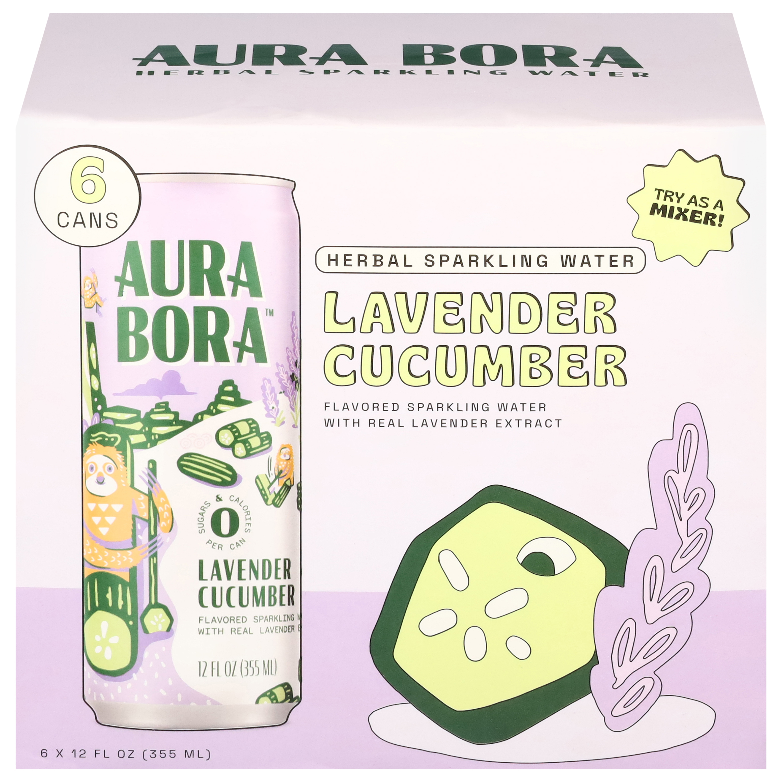 Aura Bora Lavender Cucumber Herbal Sparkling Water