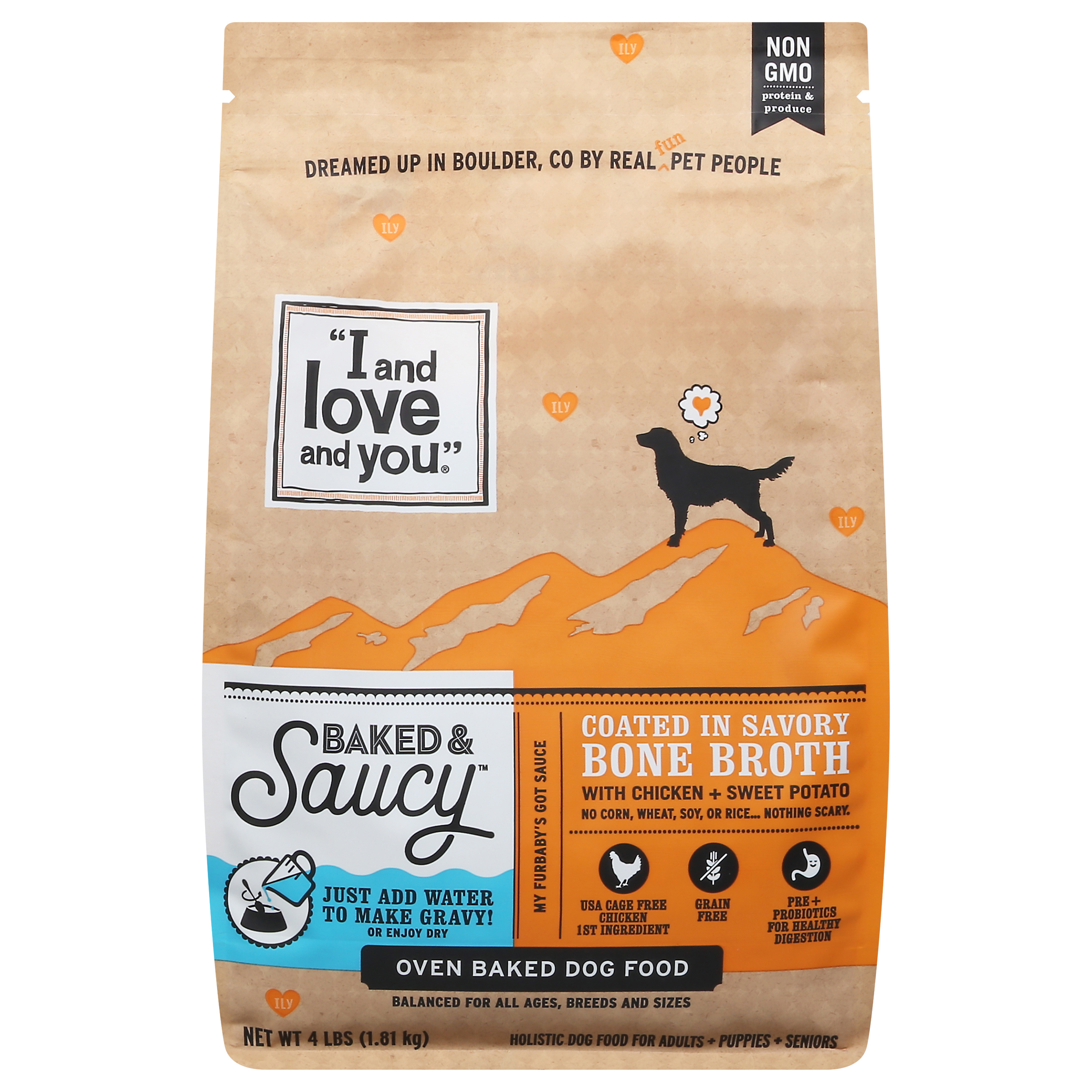 I and Love and You Baked & Saucy Coated in Savory Bone Broth Oven Baked Dog Food