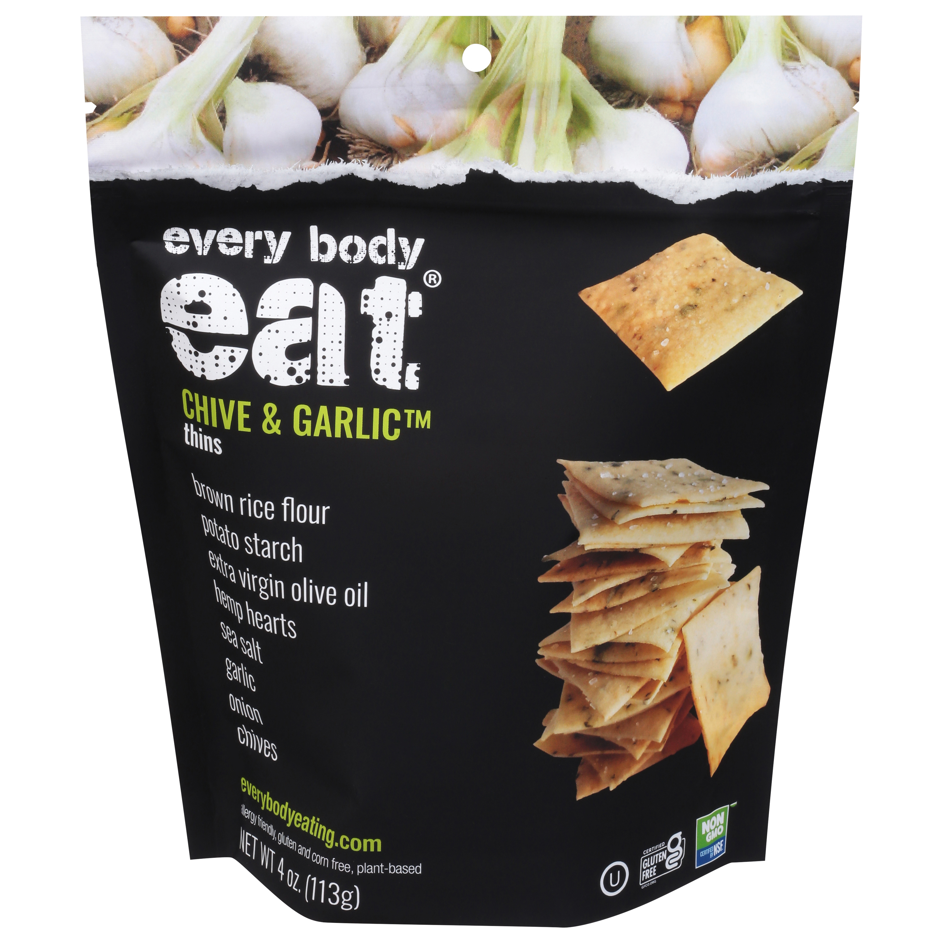 Every Body Eat Thins, Chive & Garlic, 4 Ounce