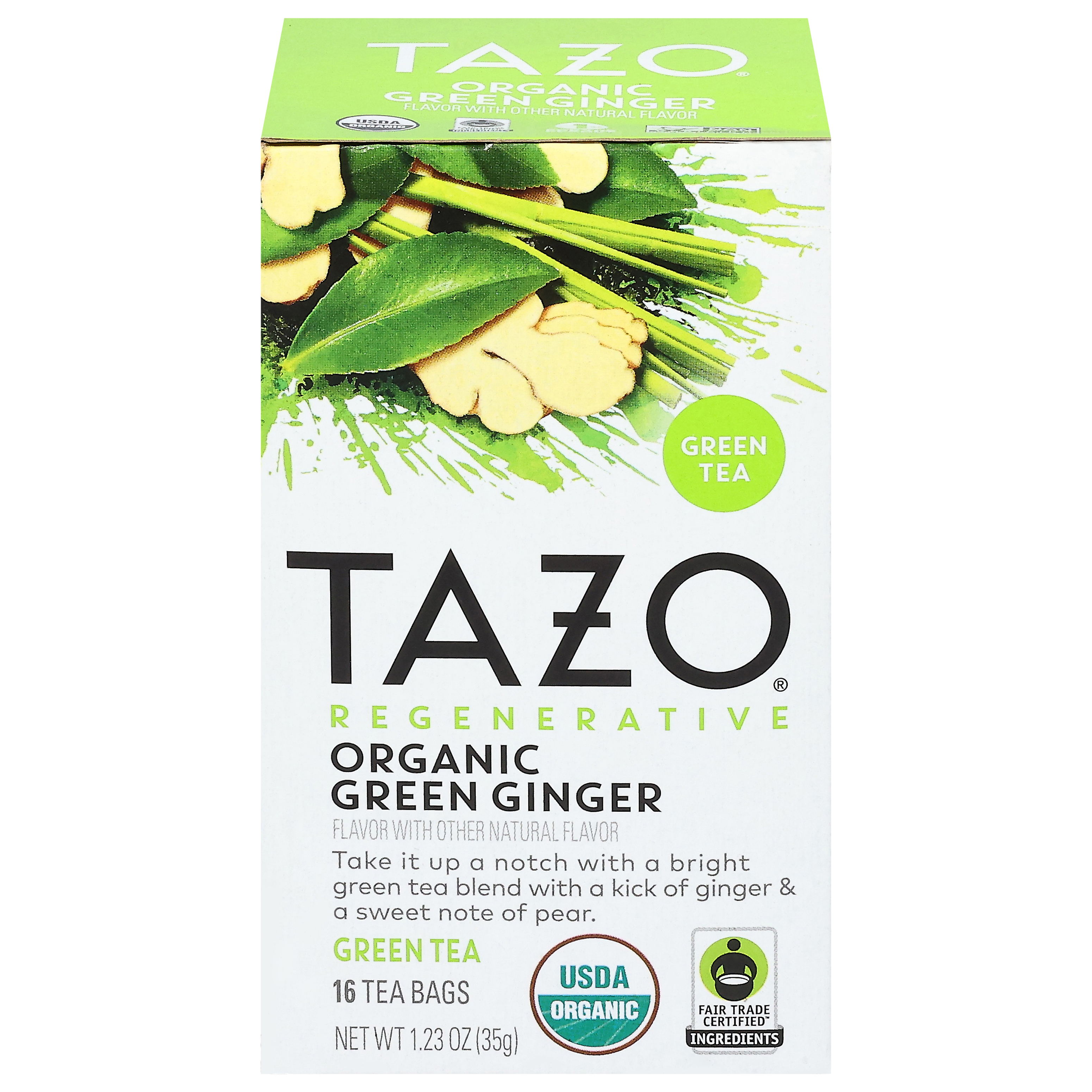Tazo Regenerative Organic Green Ginger Green Tea 16 Tea Bags