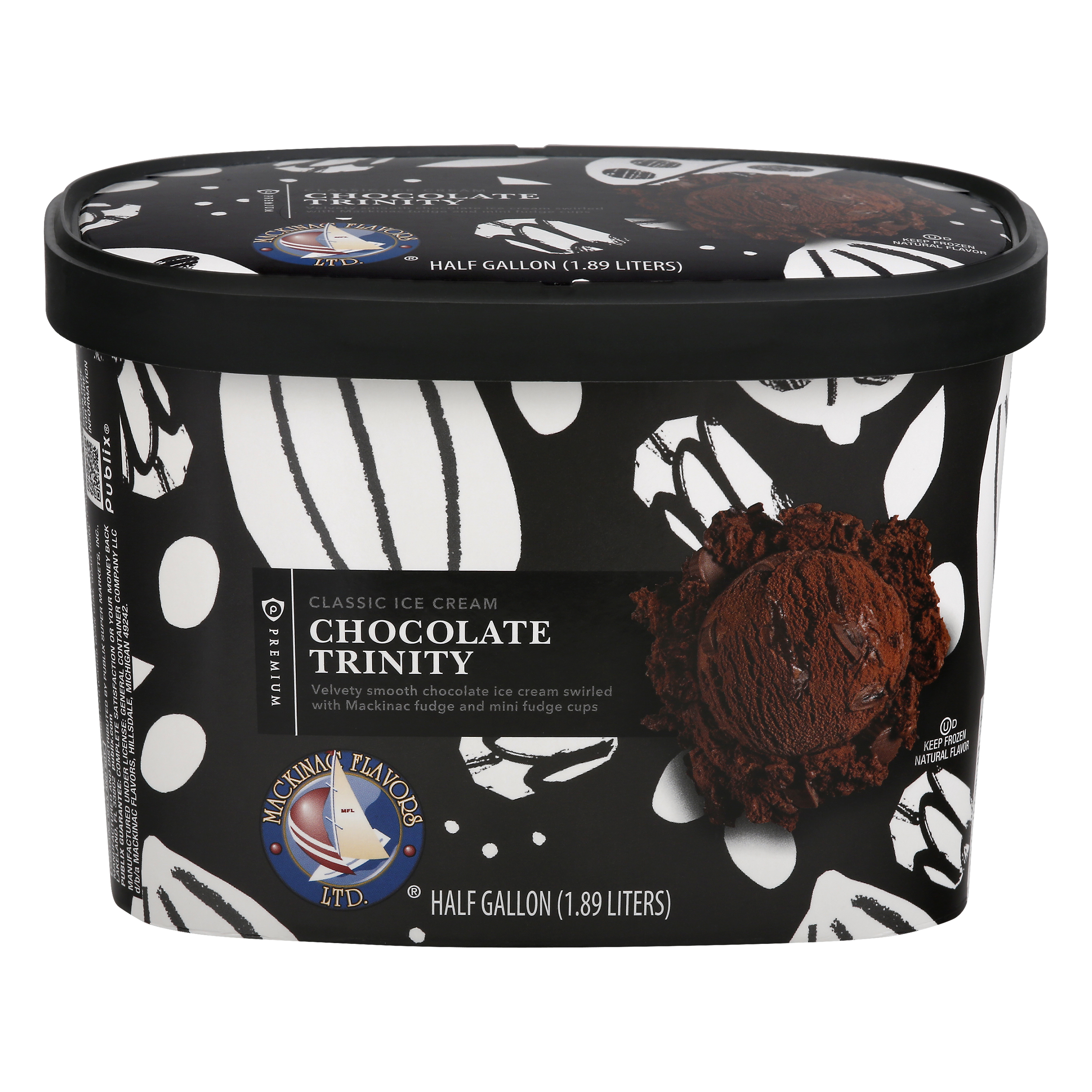 Publix Premium Classic Chocolate Trinity Ice Cream 0.5 gl CARTON