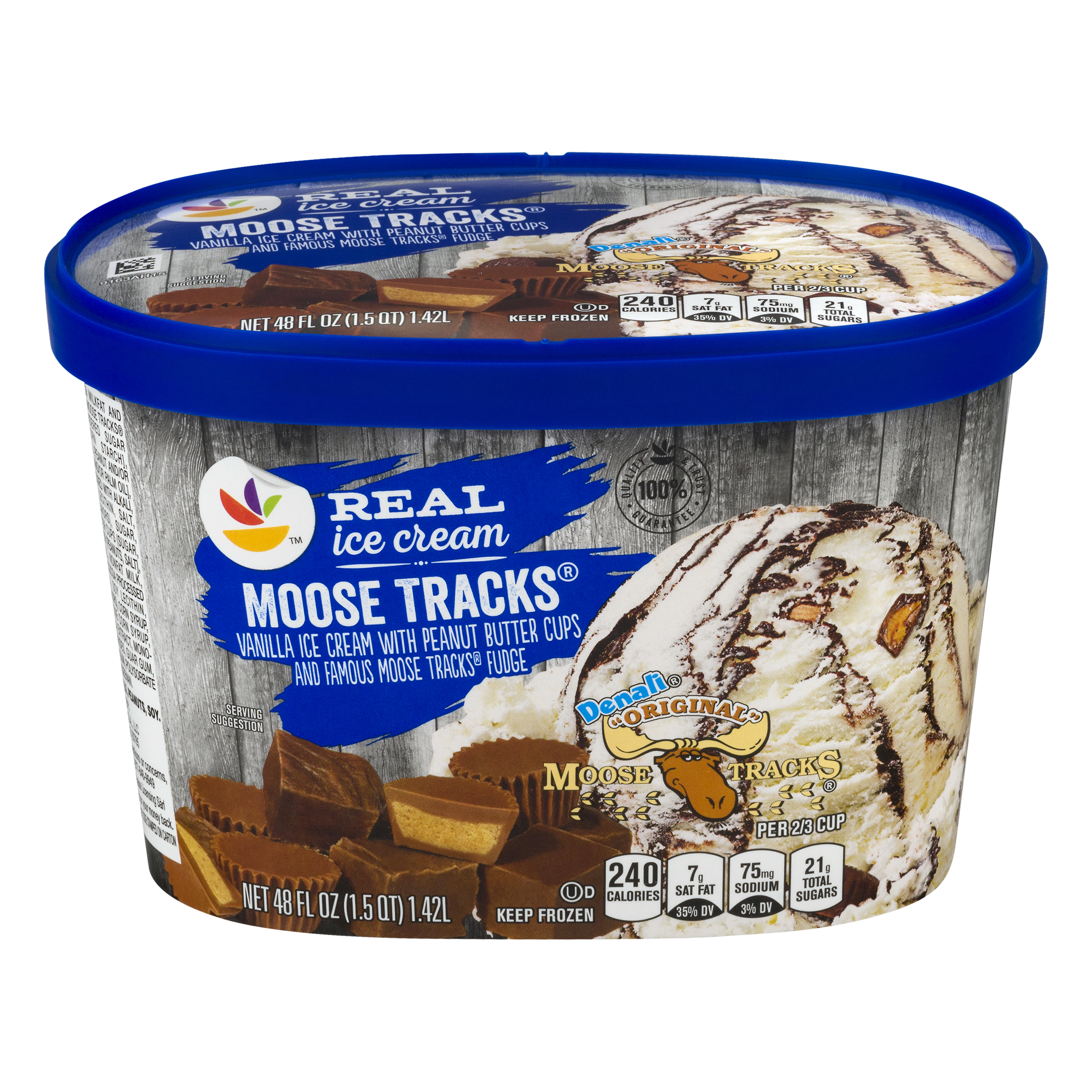 Ahold Real Vanilla Peanut Butter Cups And Moose Tracks Fudge Ice Cream 48 Oz Container