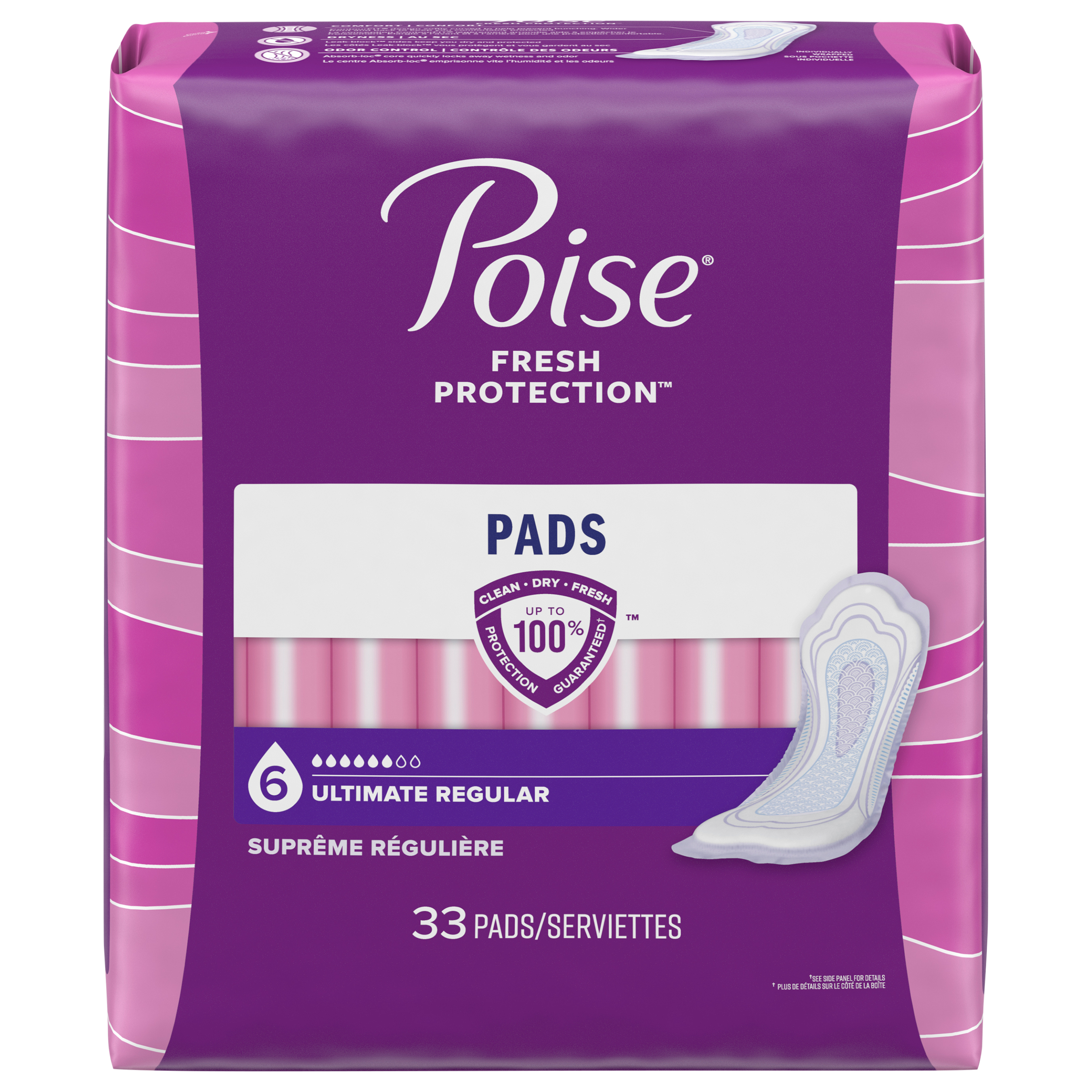 Poise Ultimate Absorbency Regular Incontinence Pads 33 Count 33 ct