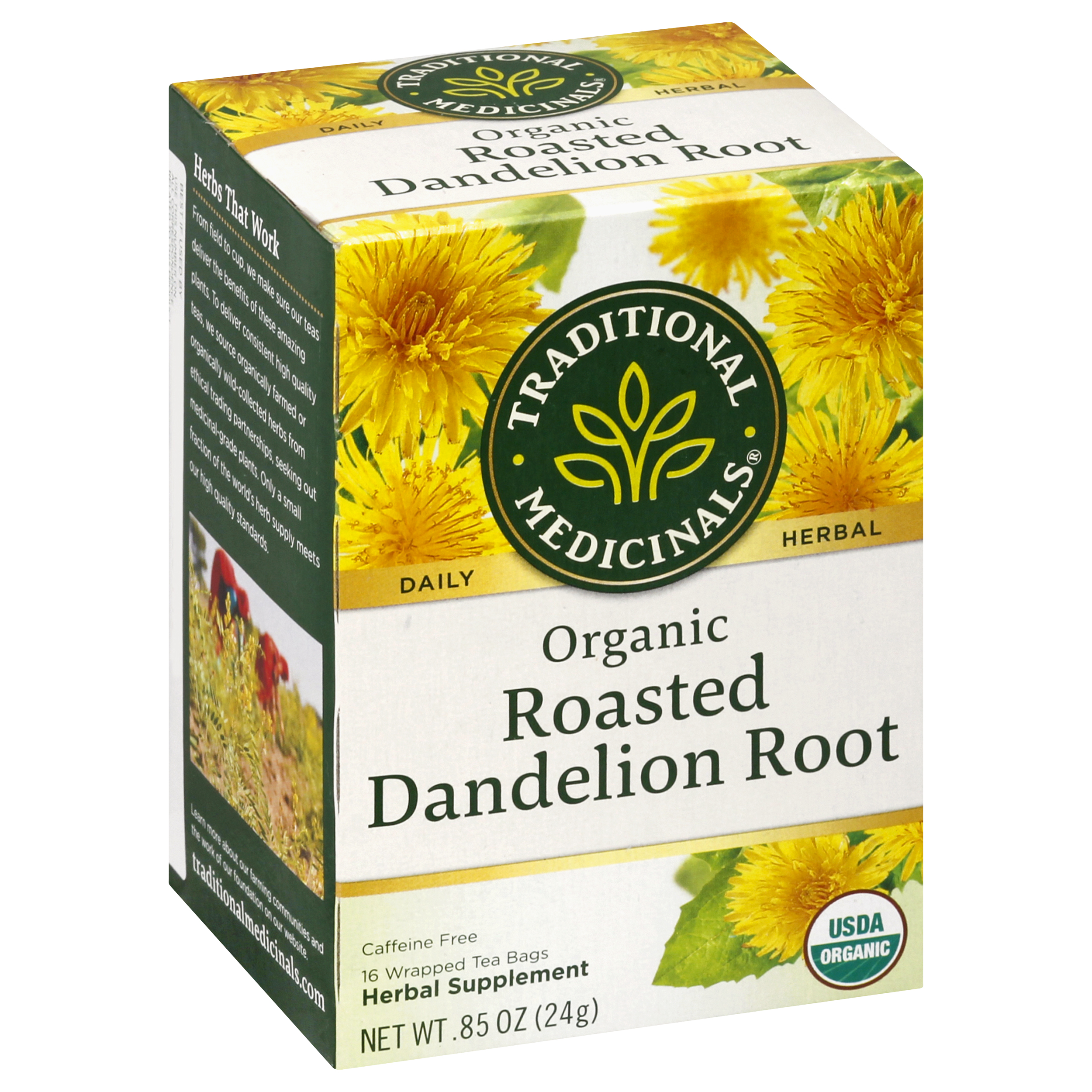 Traditional Medicinals Organic Tea Bags Roasted Dandelion Root Herbal Supplement