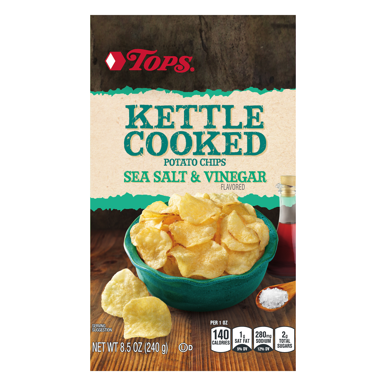 Tops Kettle Cooked Sea Salt & Vinegar Potato Chips 8.5 oz