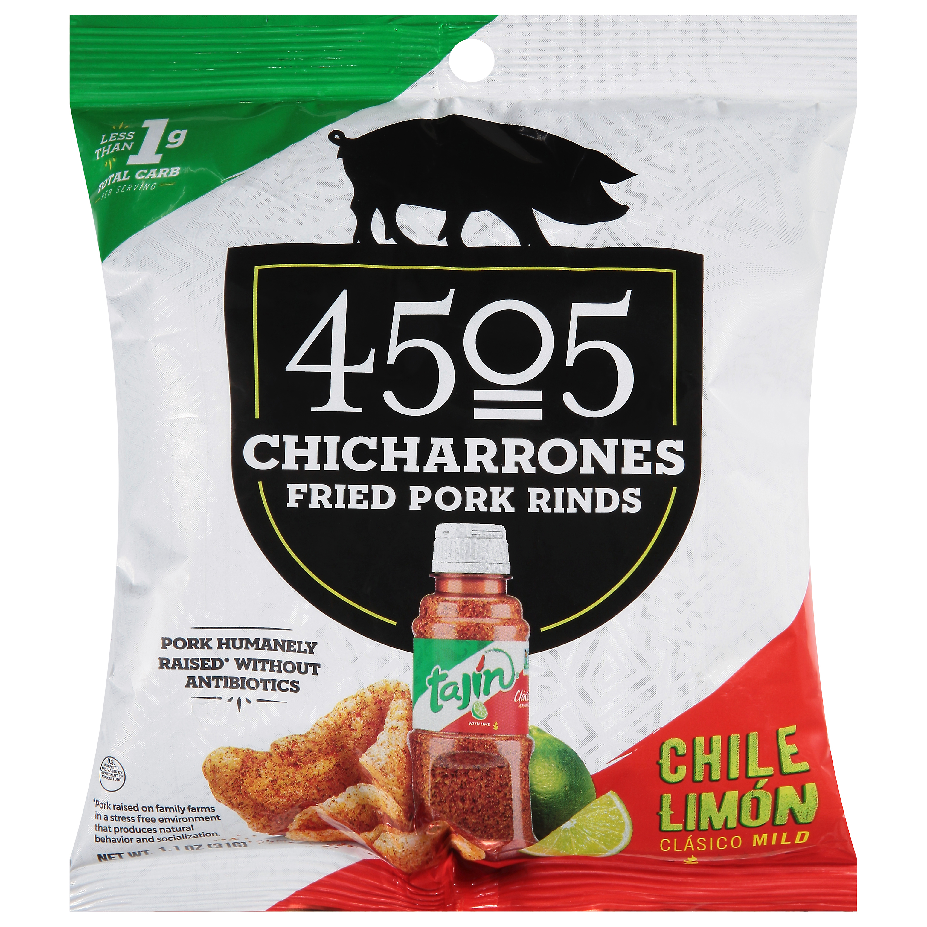 4505 Meats Clasico Mild Chicharrones Chile Limon Fried Pork Rinds