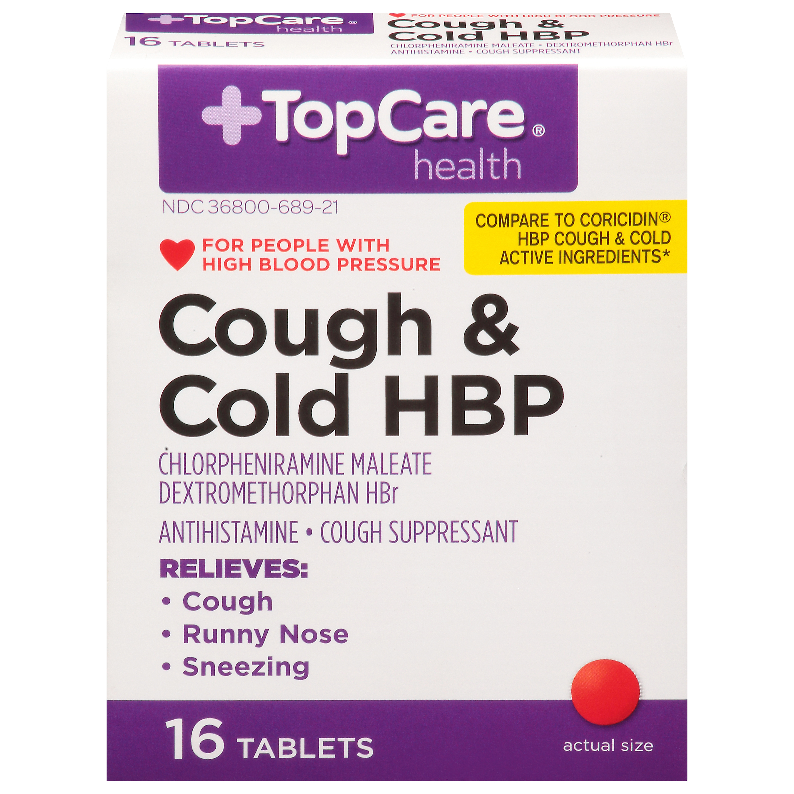 TopCare Health Cough & Cold HBP 16 Tablets