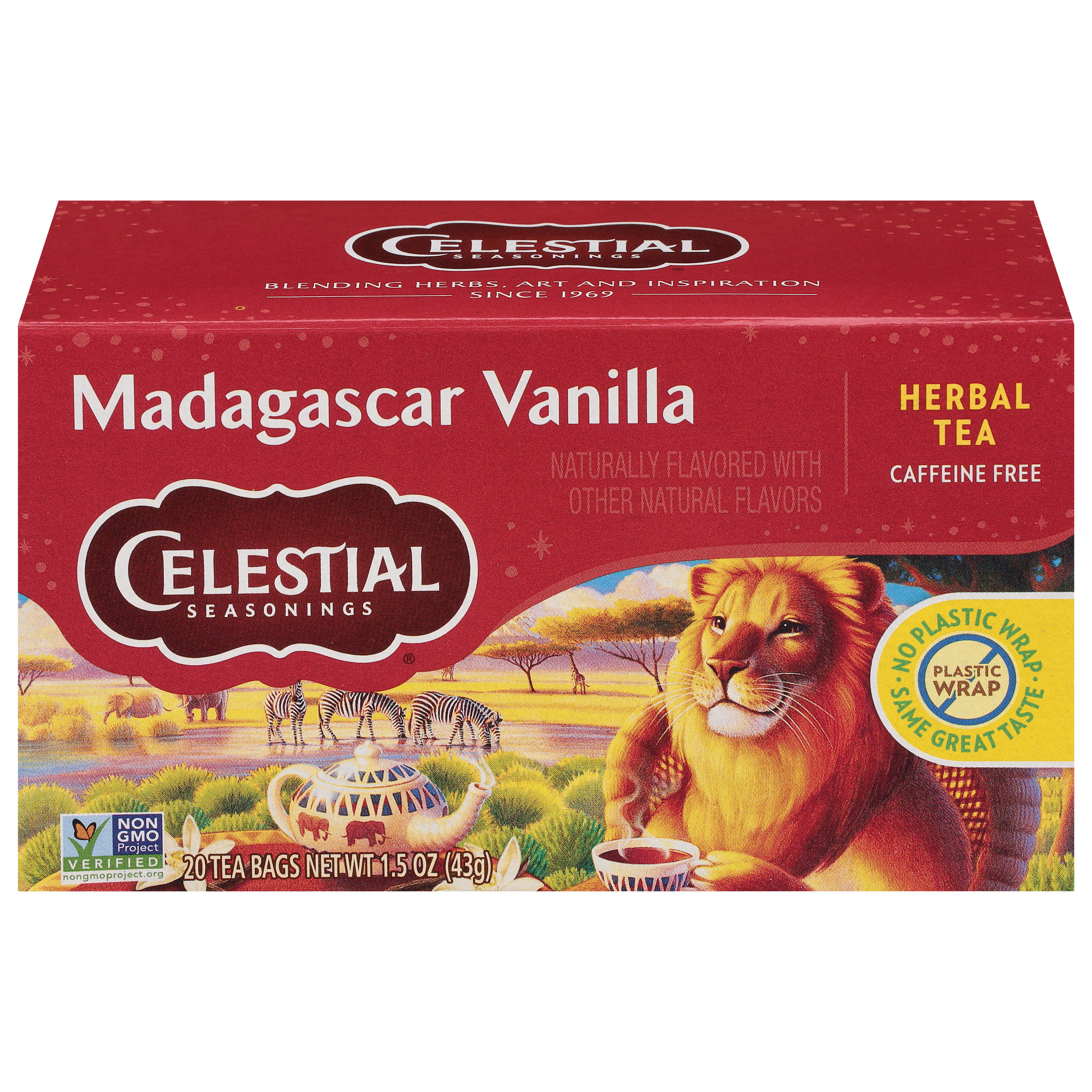 Celestial Seasonings Caffeine Free Madagascar Vanilla Herbal Tea 20 Tea Bags