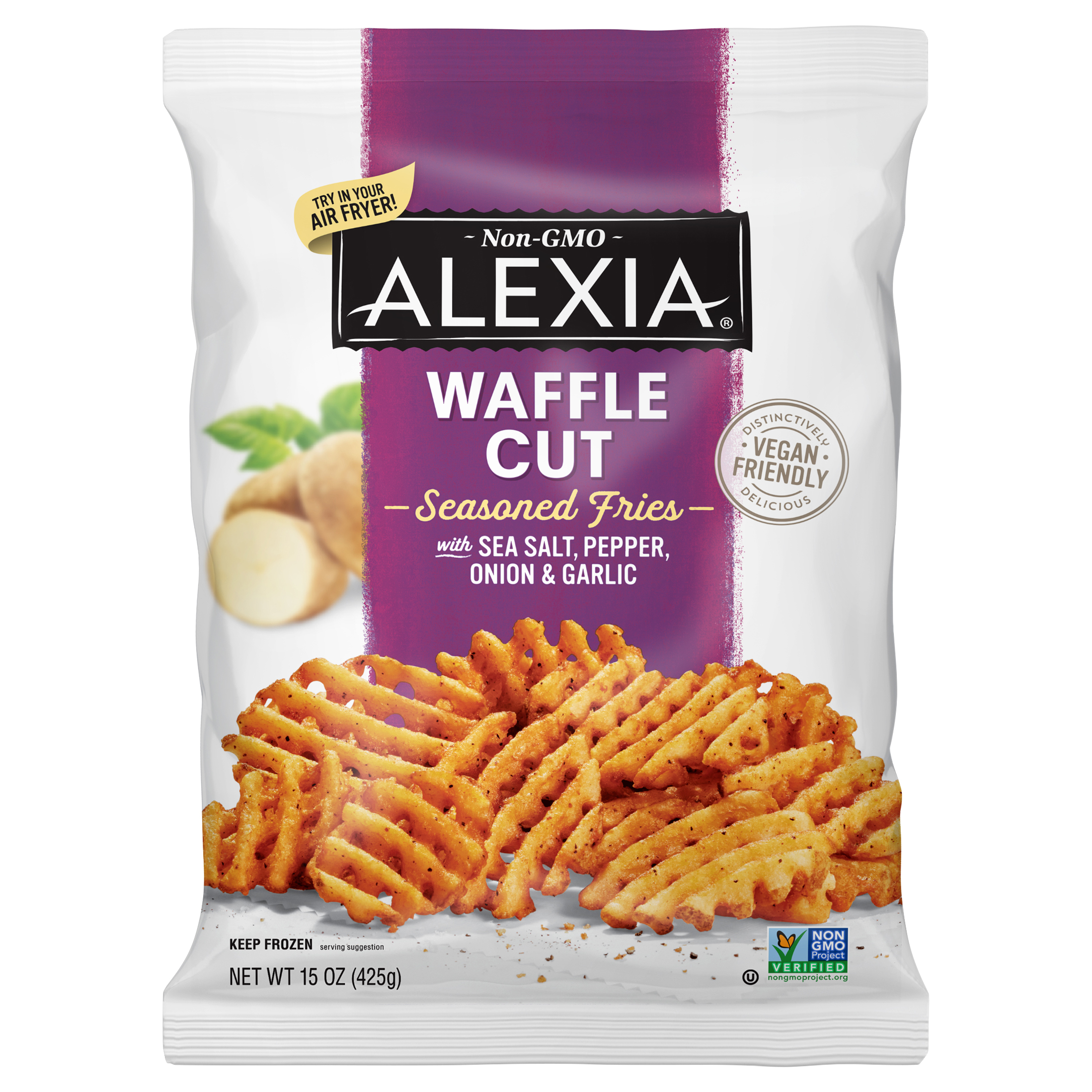 Alexia Waffle Cut Seasoned Fries with Sea Salt, Pepper, Onion & Garlic
