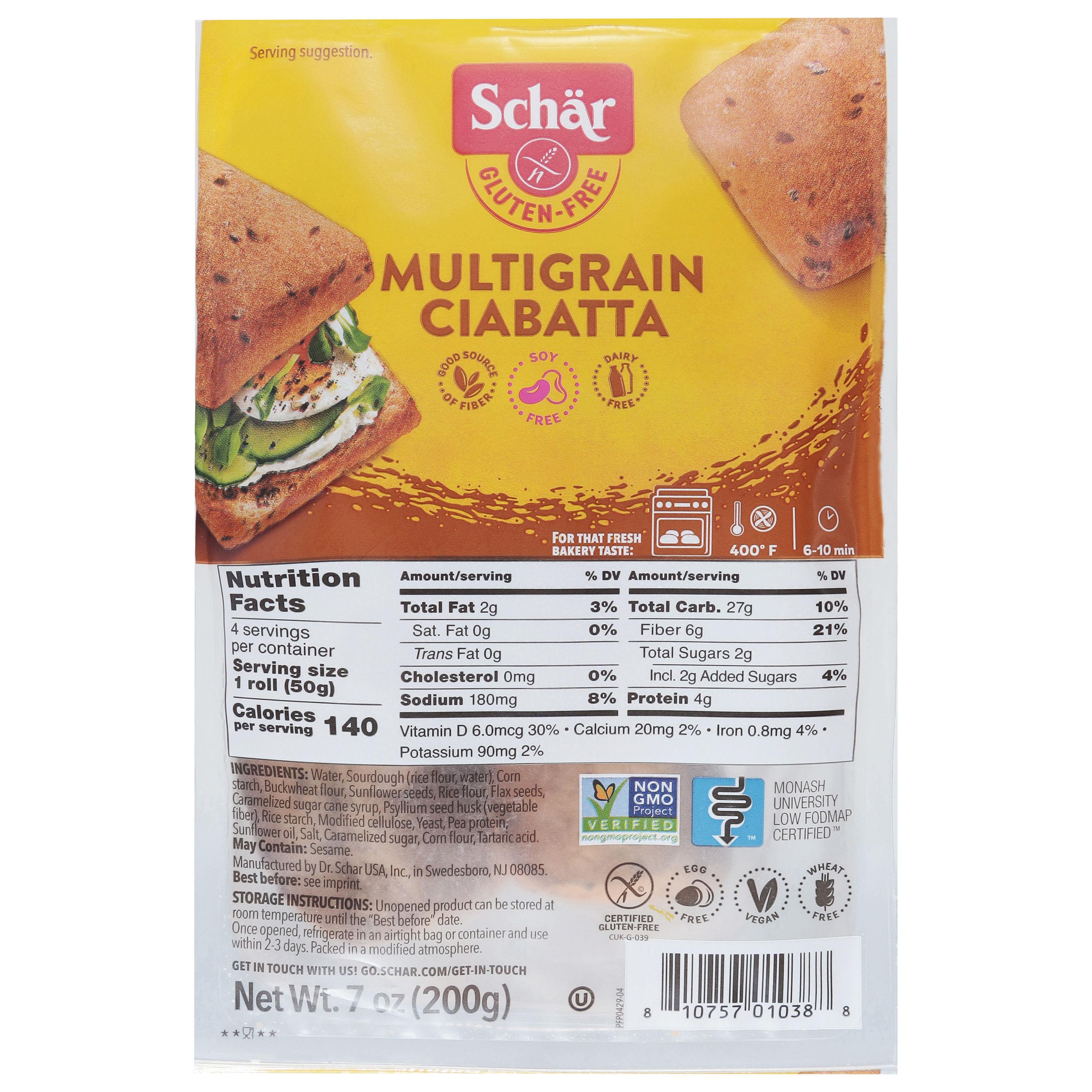 Schar Gluten-Free Multigrain Ciabatta